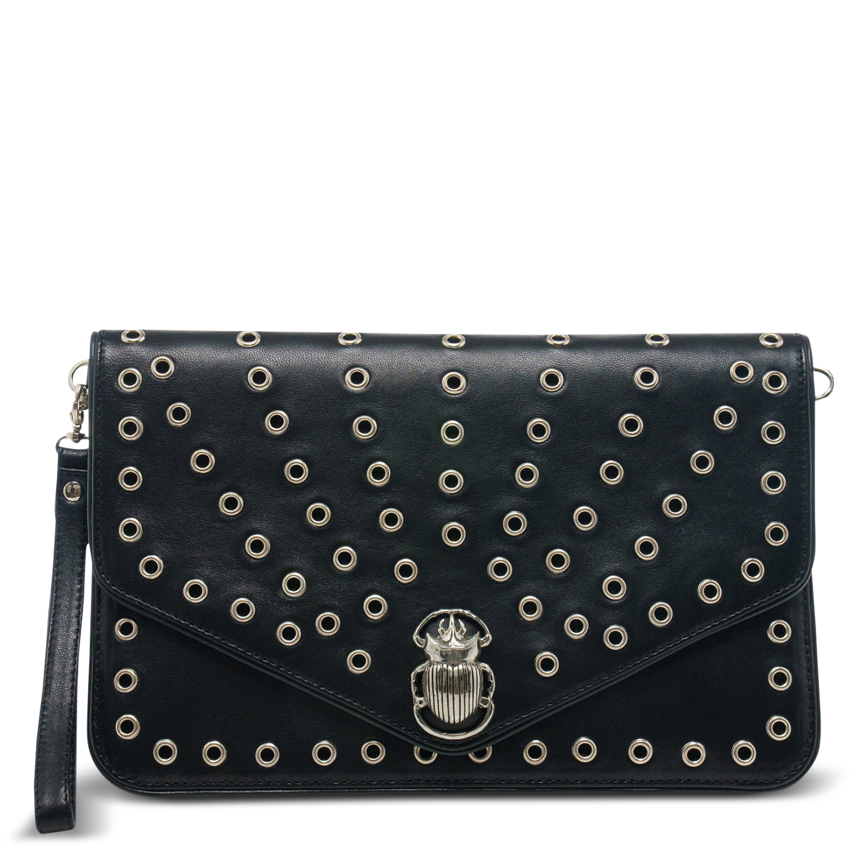 Pochette en cuir mélangé CLARIS VIROT Noir