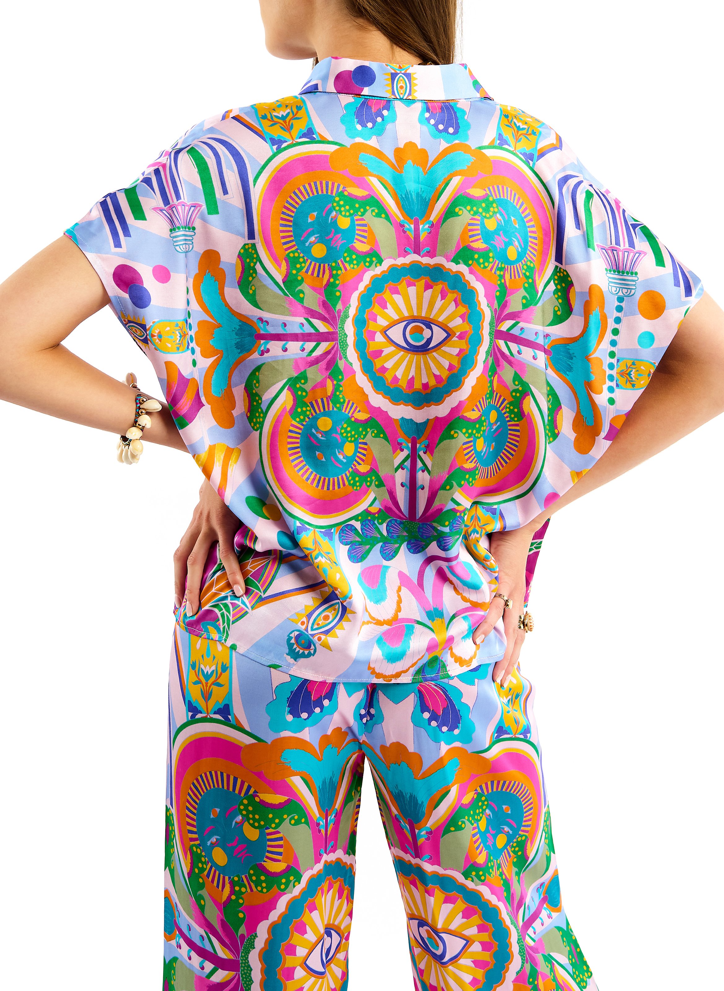 Chemise oversize col classique imprimée WILD Bleu