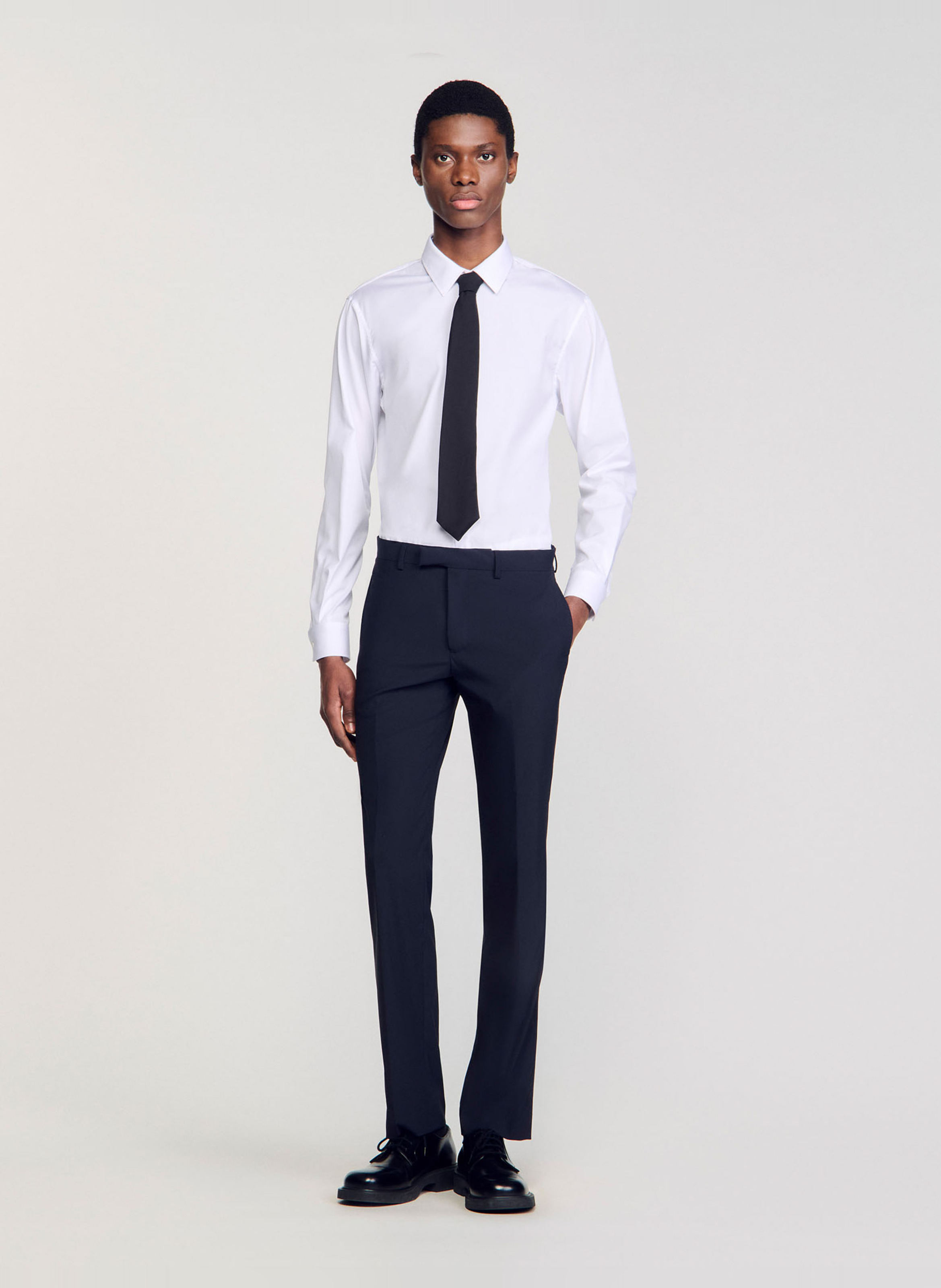 Pantalon de costume en laine mélangée SANDRO Bleu