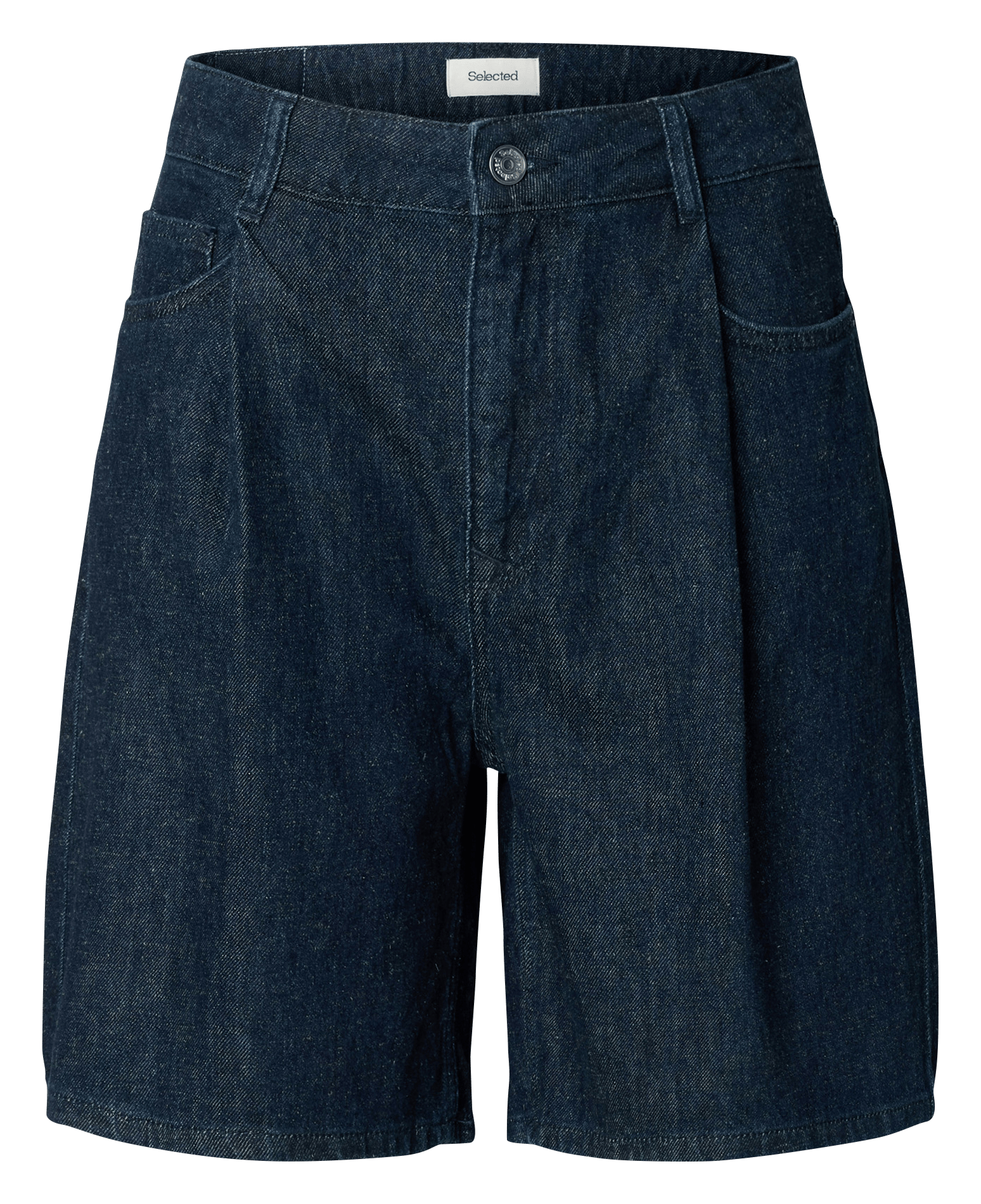 High-waisted straight shorts SELECTED Blue