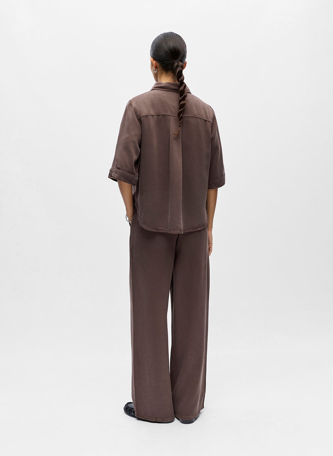 Chemisier oversize col classique OBJECT Marron