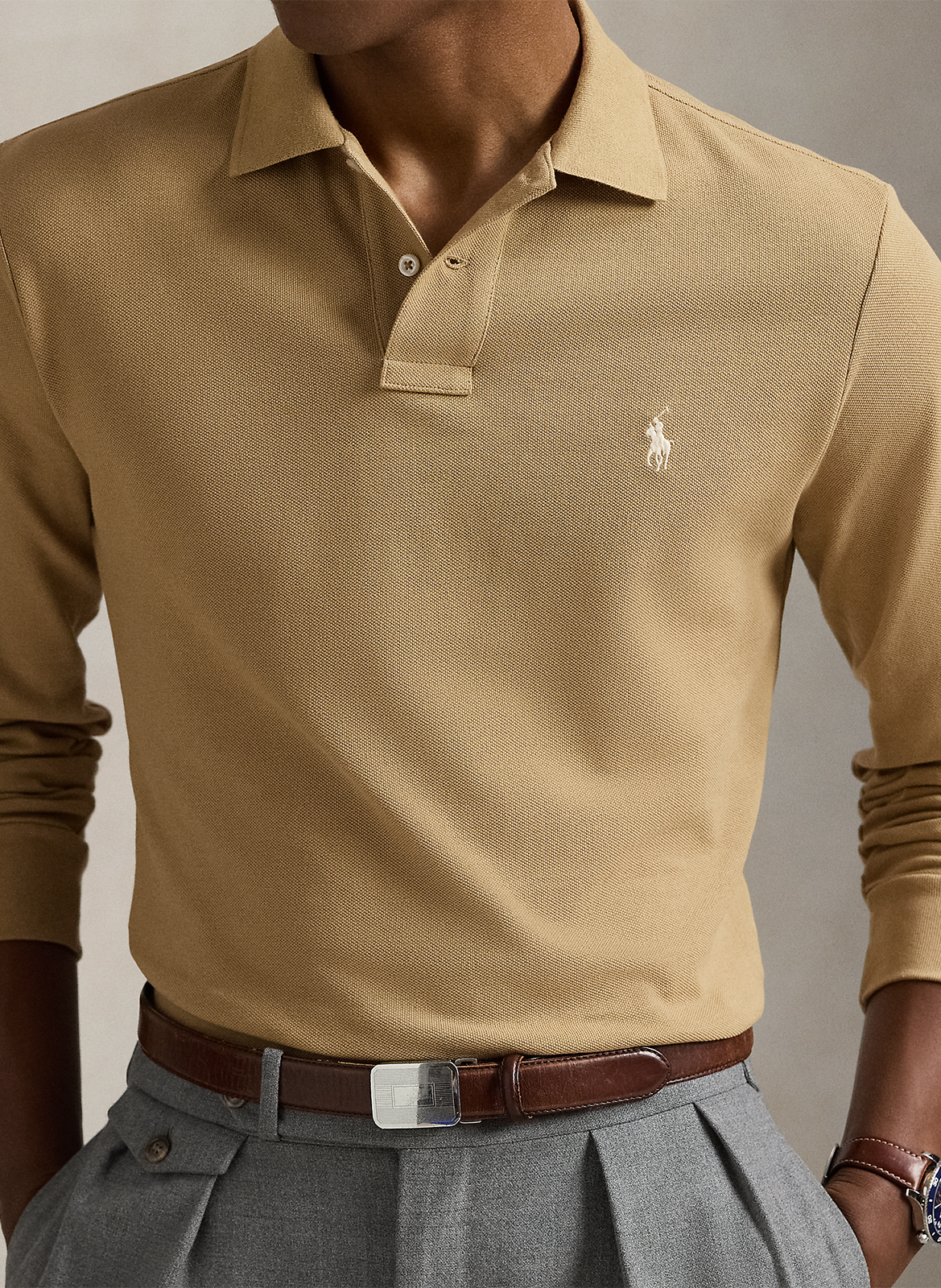 Regular fit polo van piquékatoen met lange mouwen POLO RALPH LAUREN Beige