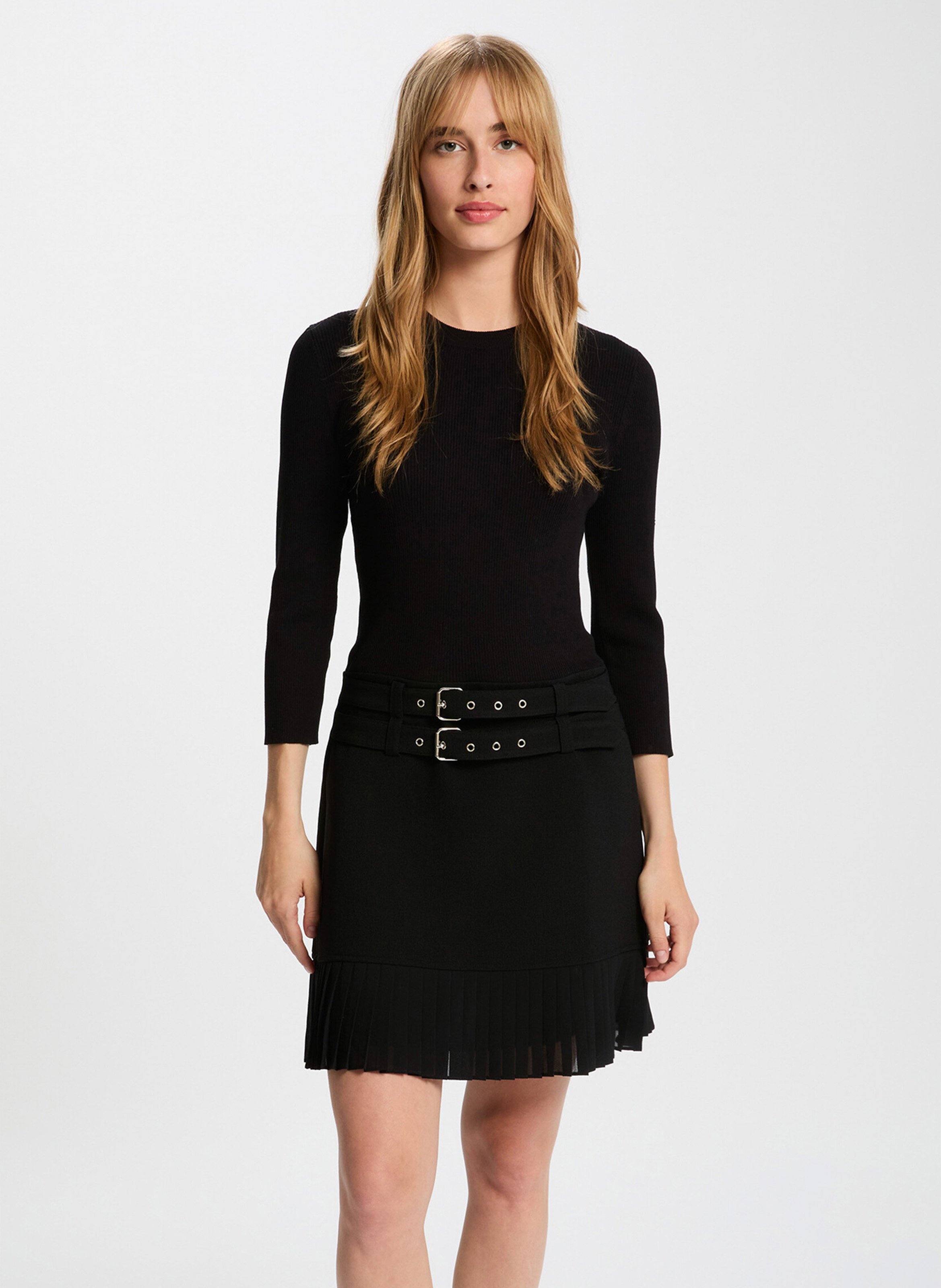 Robe courte ajustée manches 3/4 MORGAN Noir