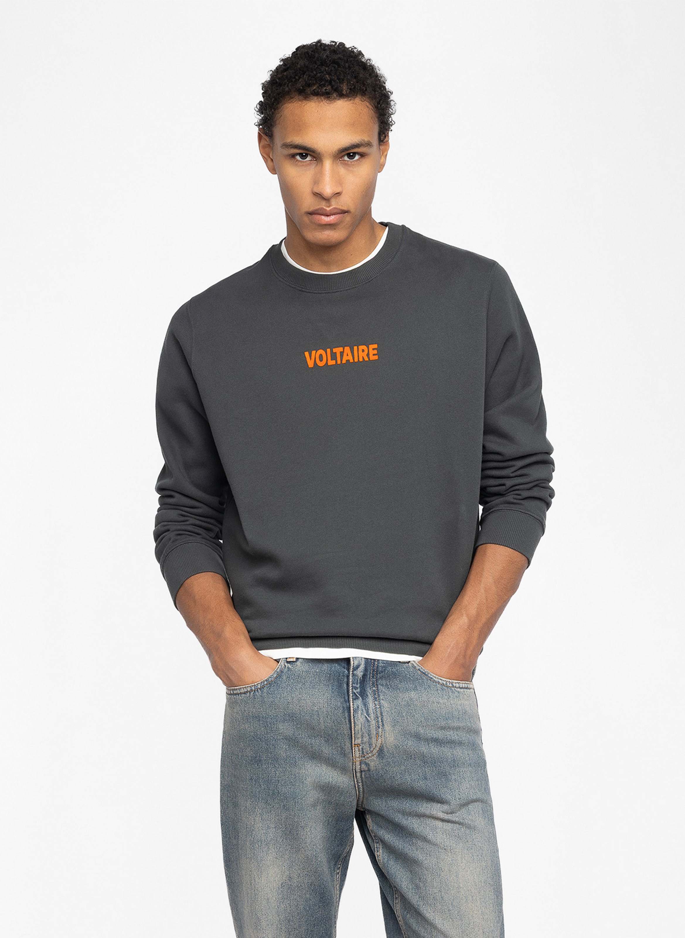 Sweat droit col rond sérigraphié en coton mélangé ZADIG&VOLTAIRE Grau