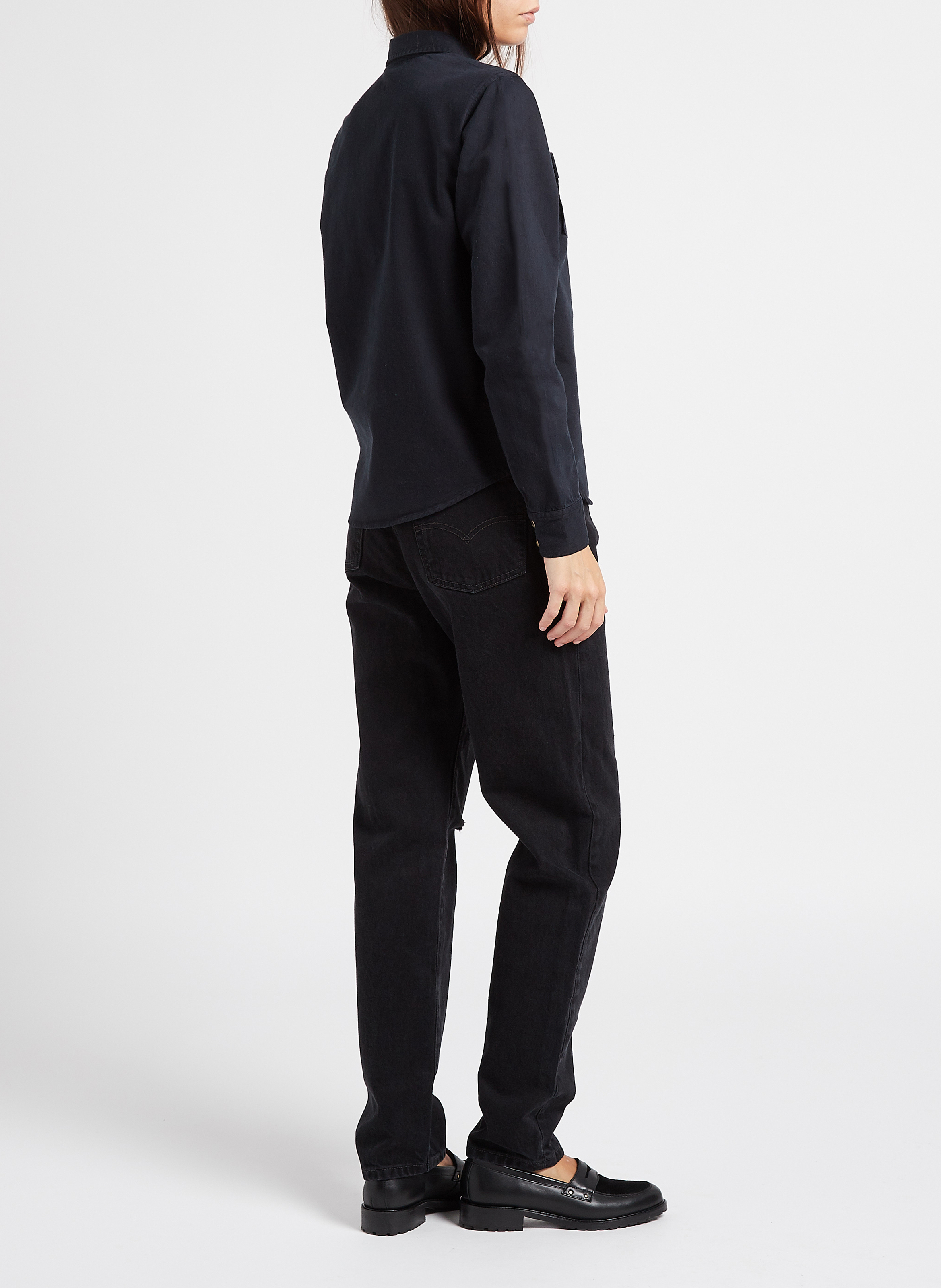 Katoenen blouse met klassieke kraag SWILDENS Zwart