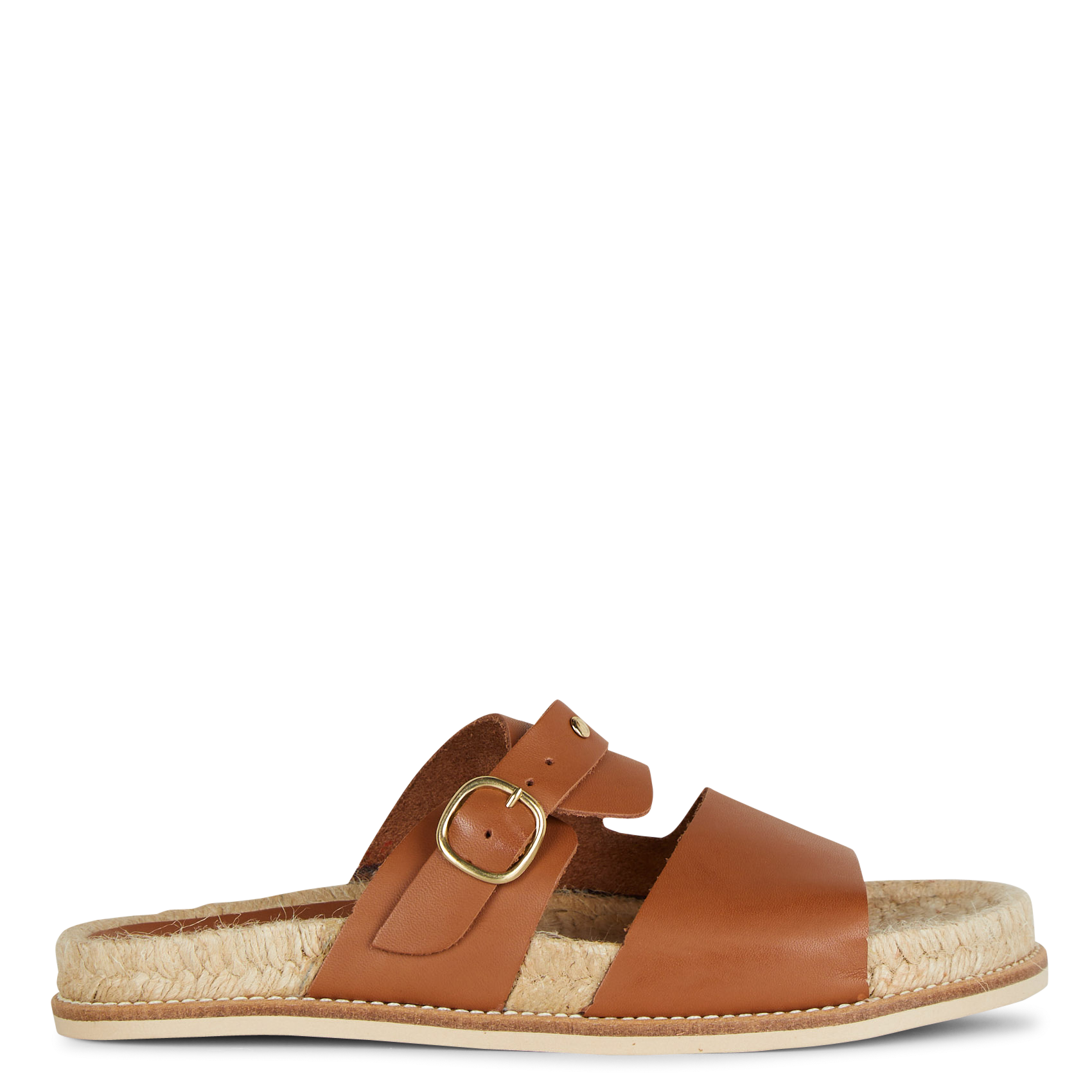 Platte, leren sandalen met bandjes BOSABO Bruin