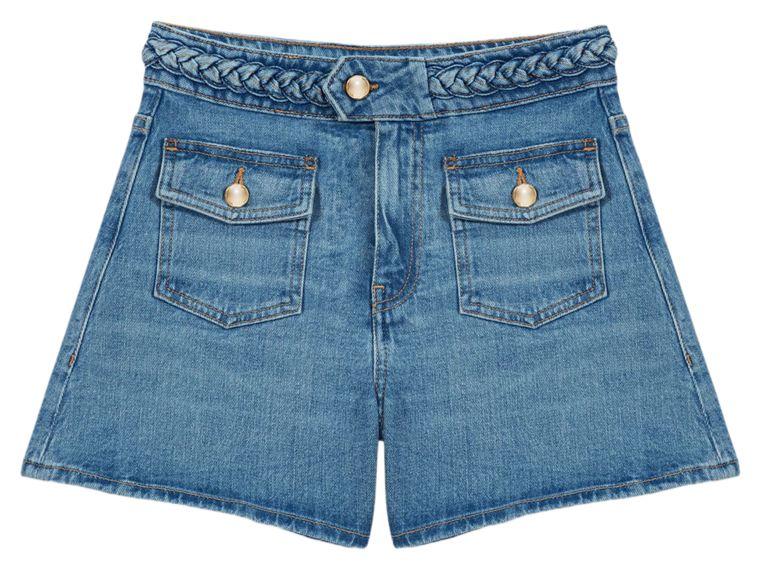 Straight denim shorts in blended cotton MAJE Blue