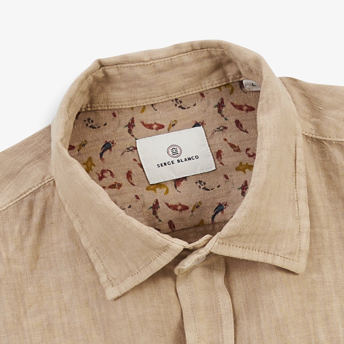 Solid long-sleeve linen shirt SERGE BLANCO Brown