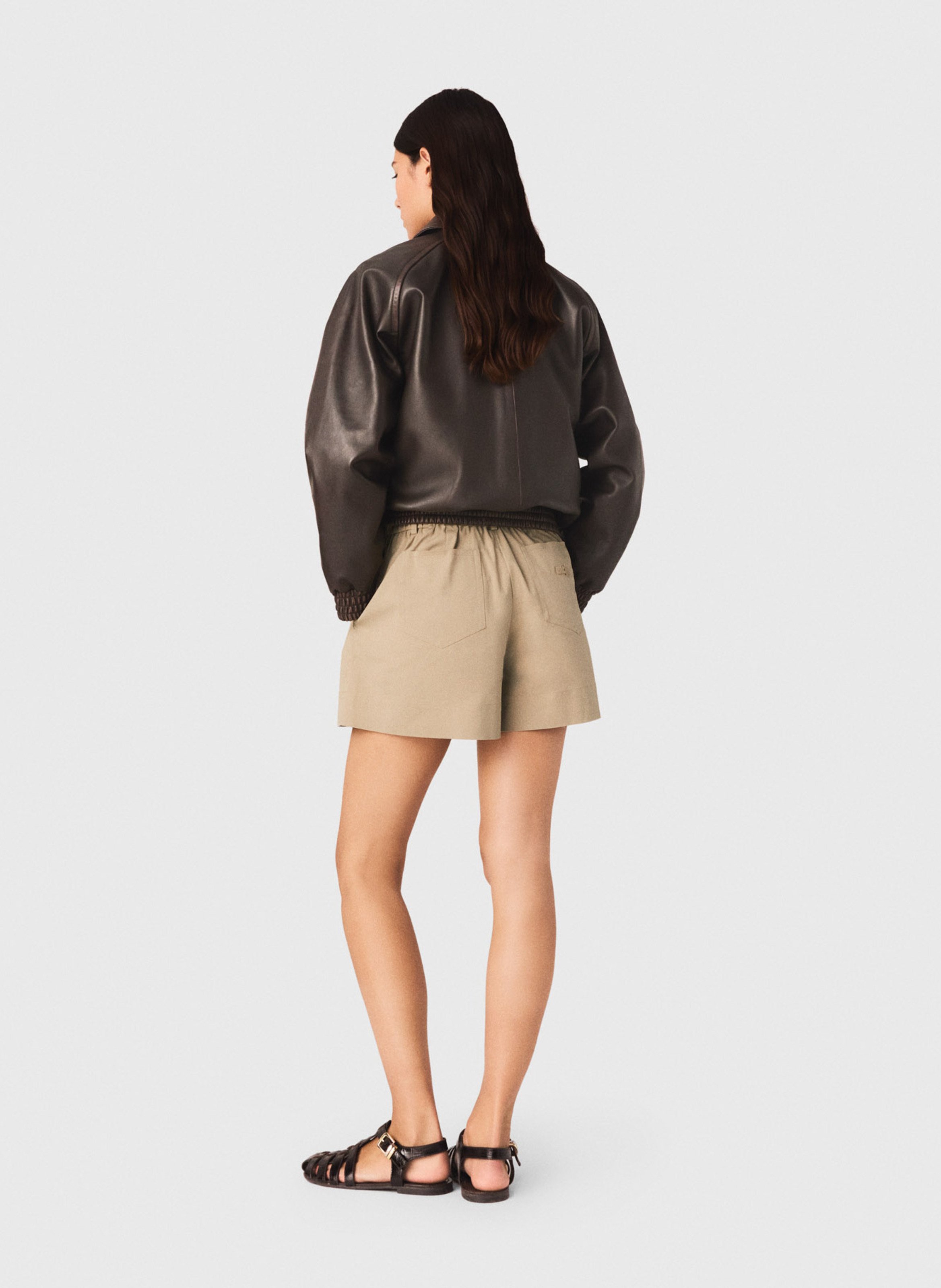 Straight cotton-blend shorts MAJE Beige