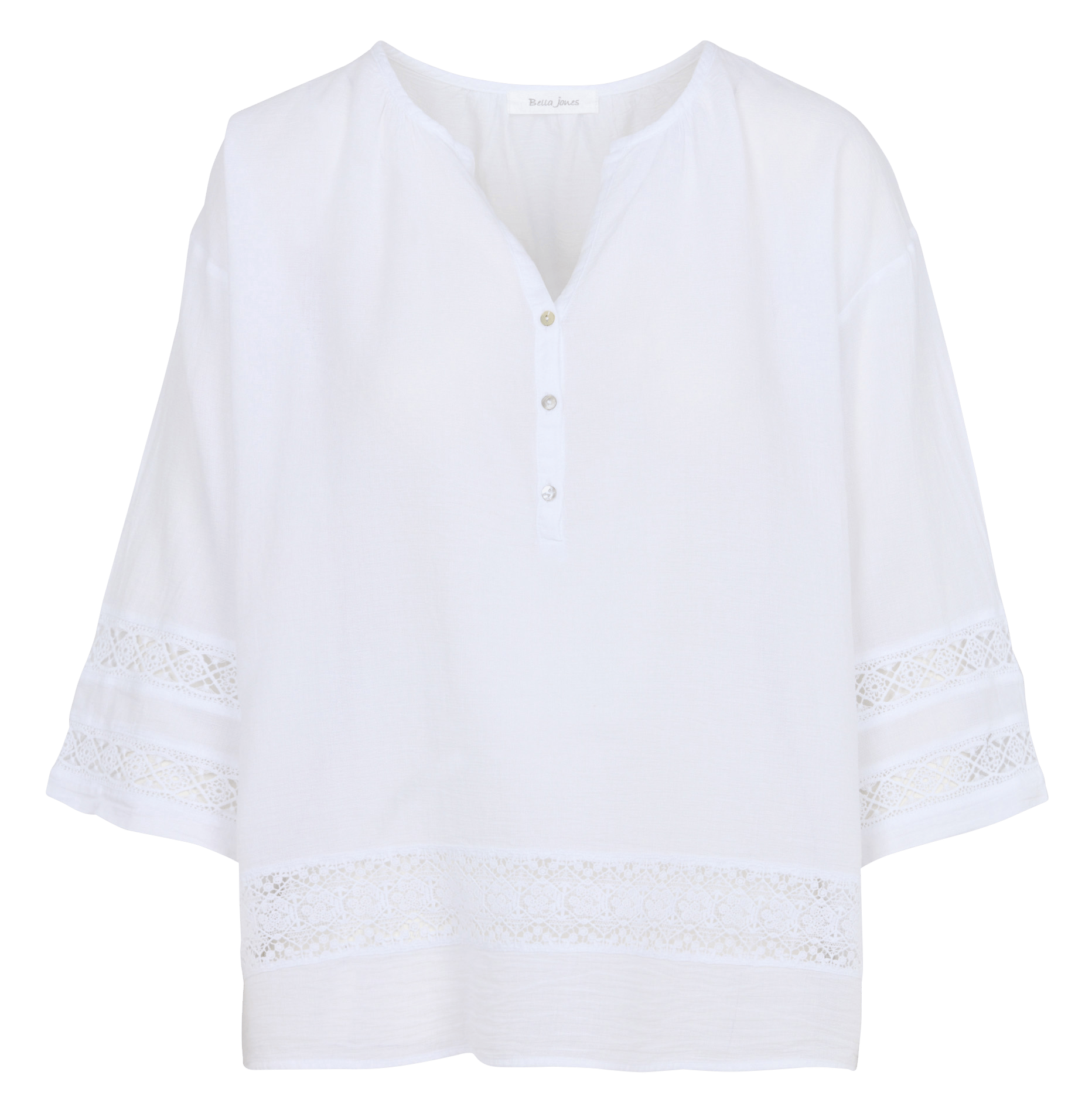 Oversized blouse met V-hals van katoen BELLA JONES Wit