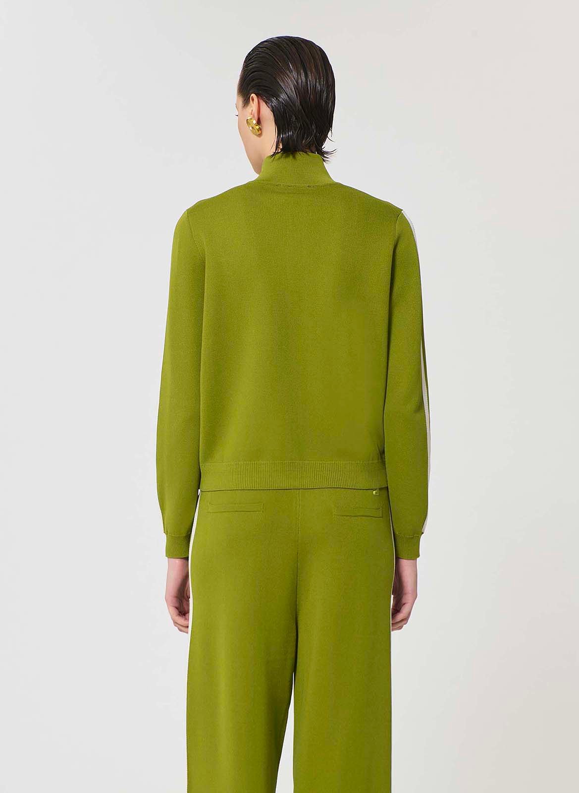 Gilet droit col montant en maille TARA JARMON Vert