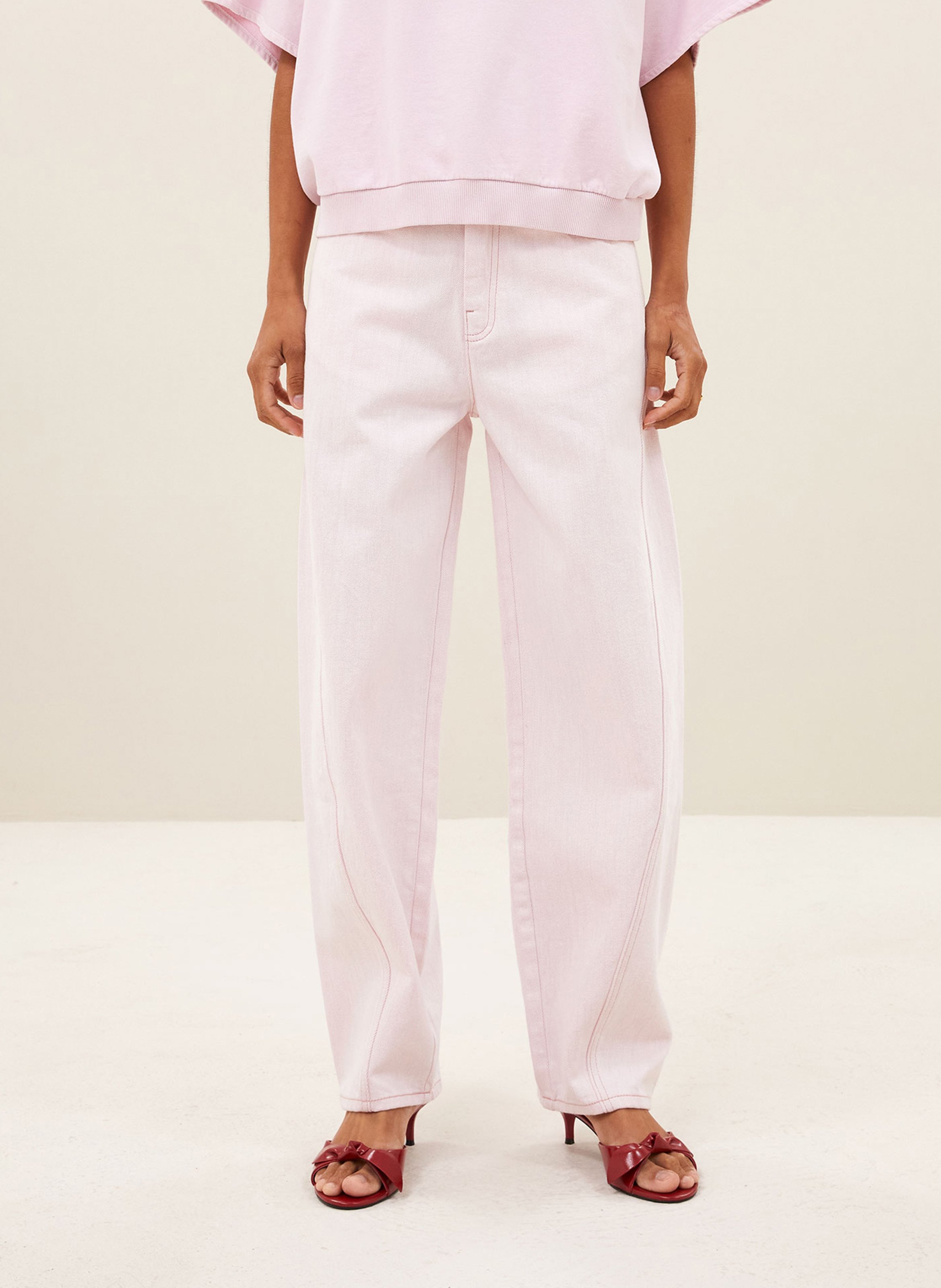 Rechte jeans van biokatoen BY BAR Roze