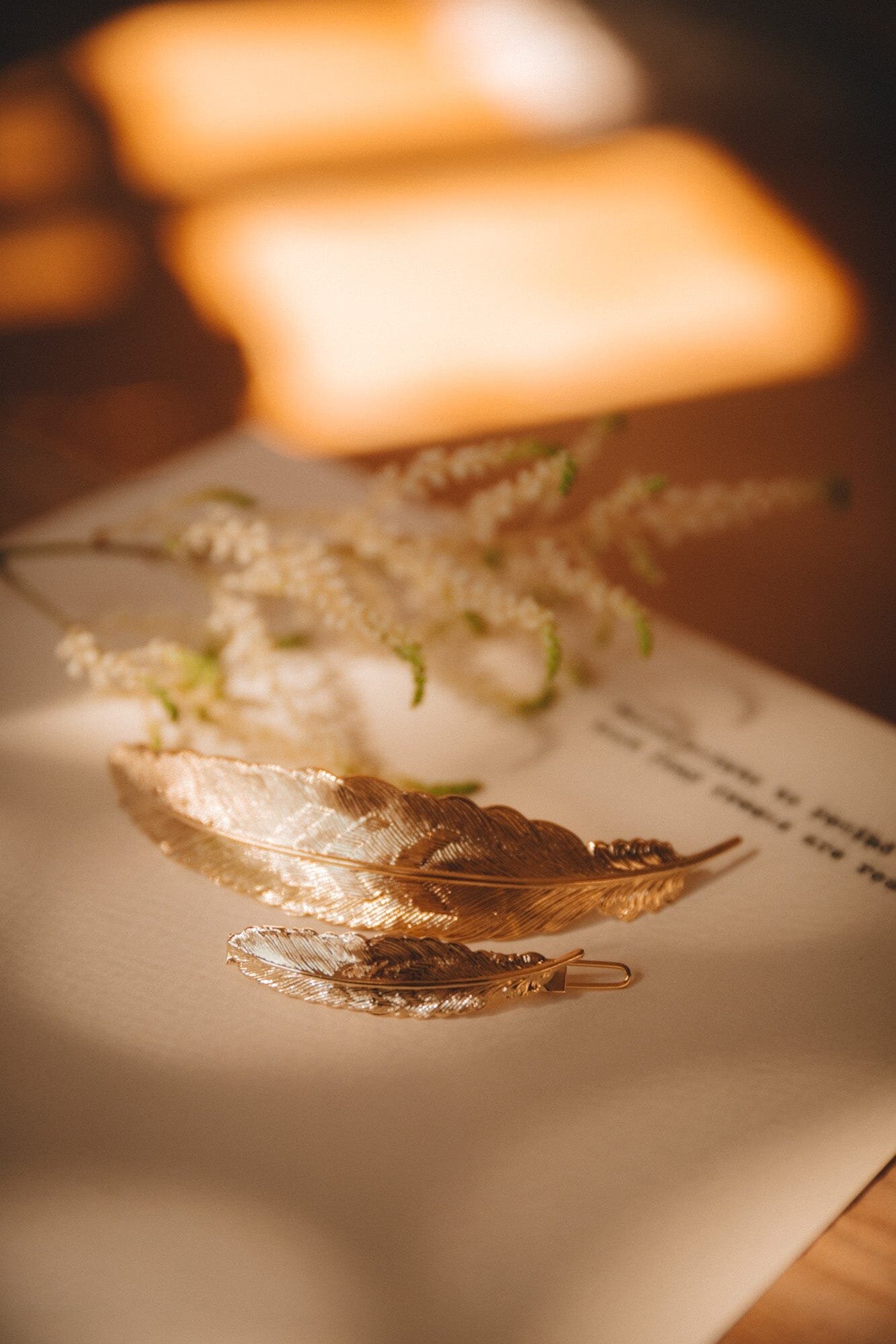 Gold-plated feather barrette MONSIEUR SIMONE Golden