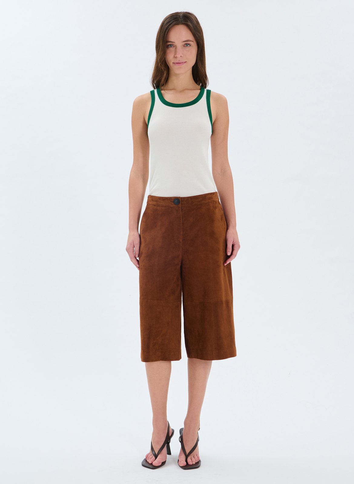 Grote leren bermuda ZAPA Bruin