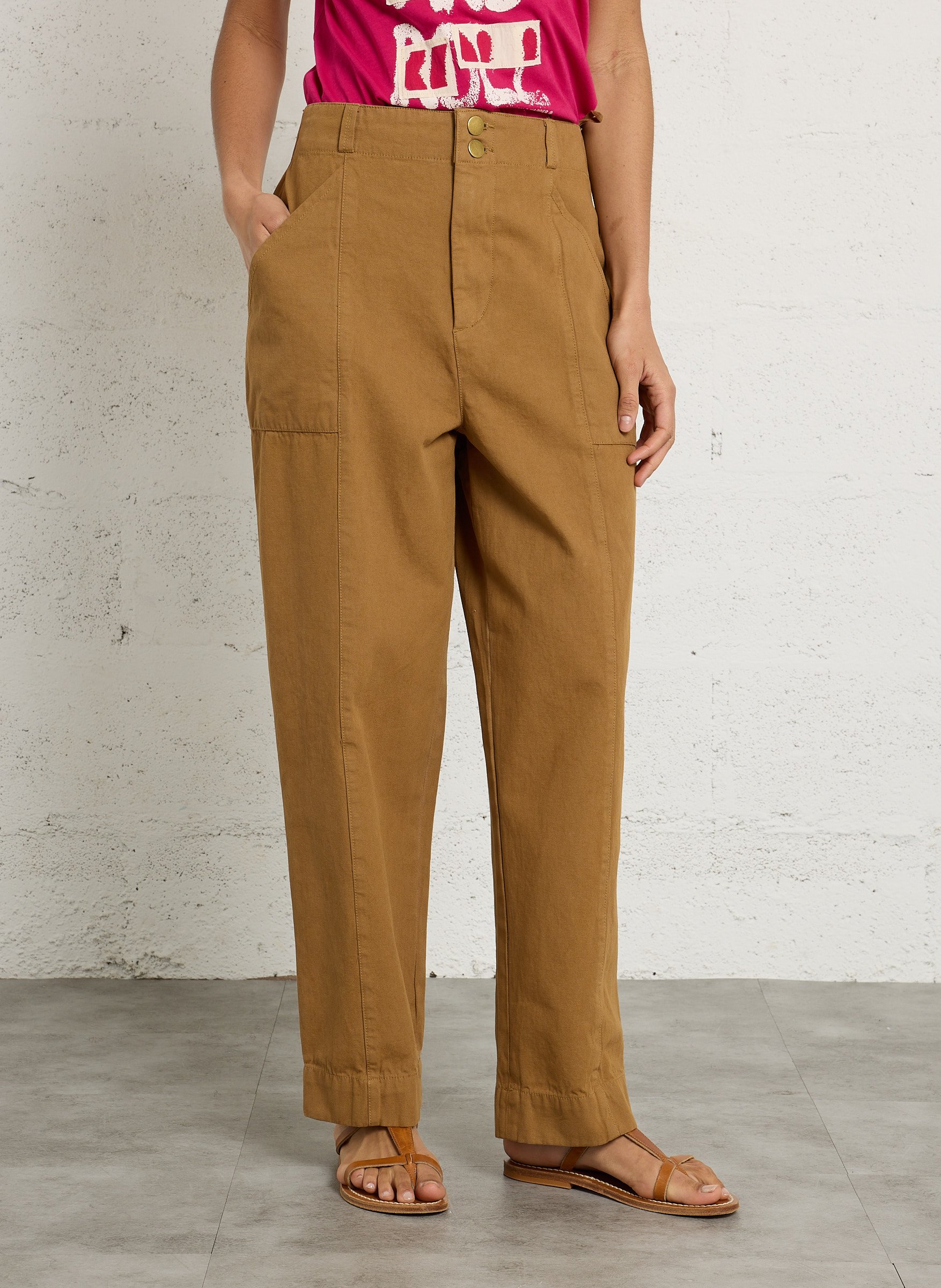 Karottenhose in einfarbigem Baumwolle LEON & HARPER