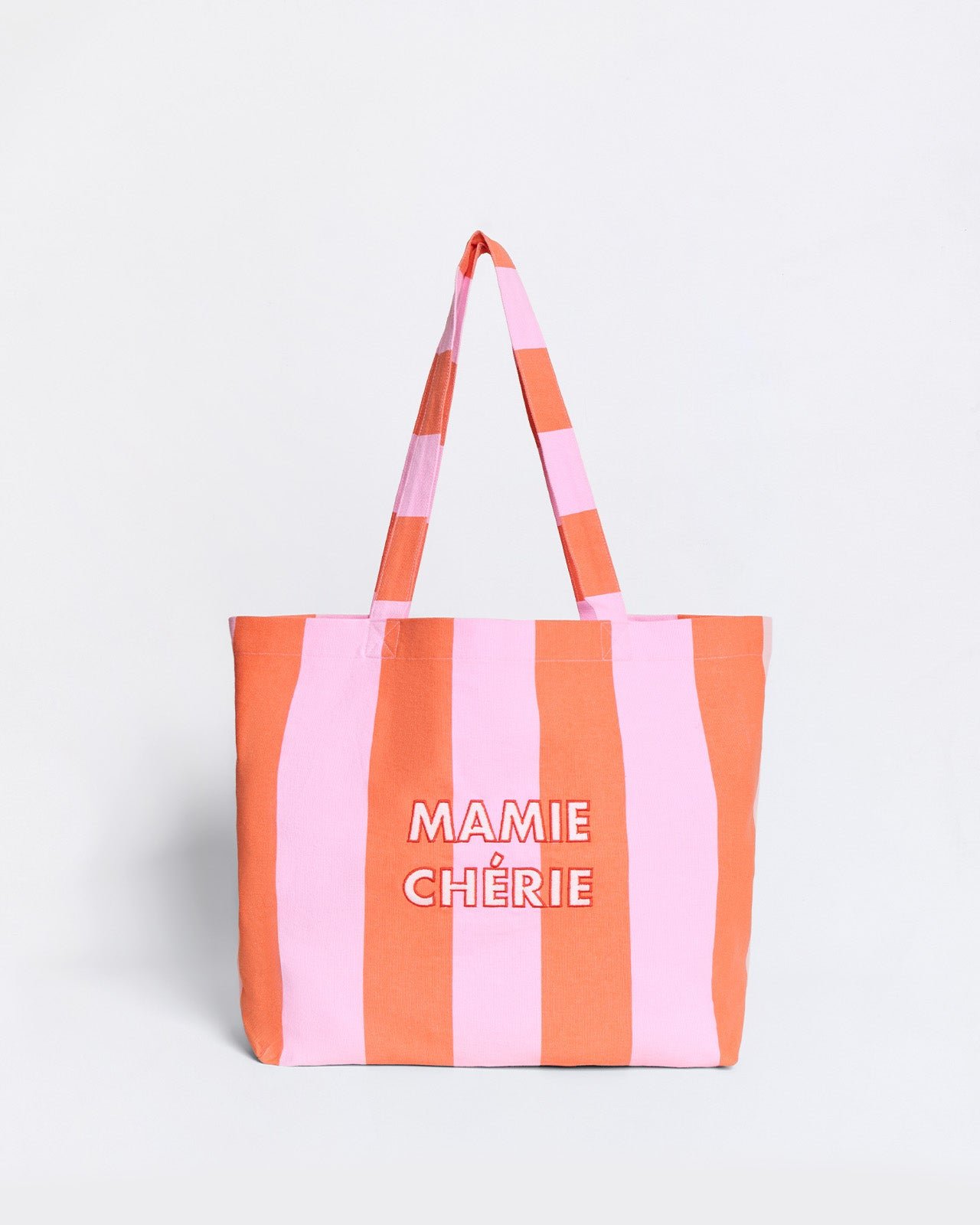 Cabas rayé brodé mamie chérie EMOI EMOI Orange