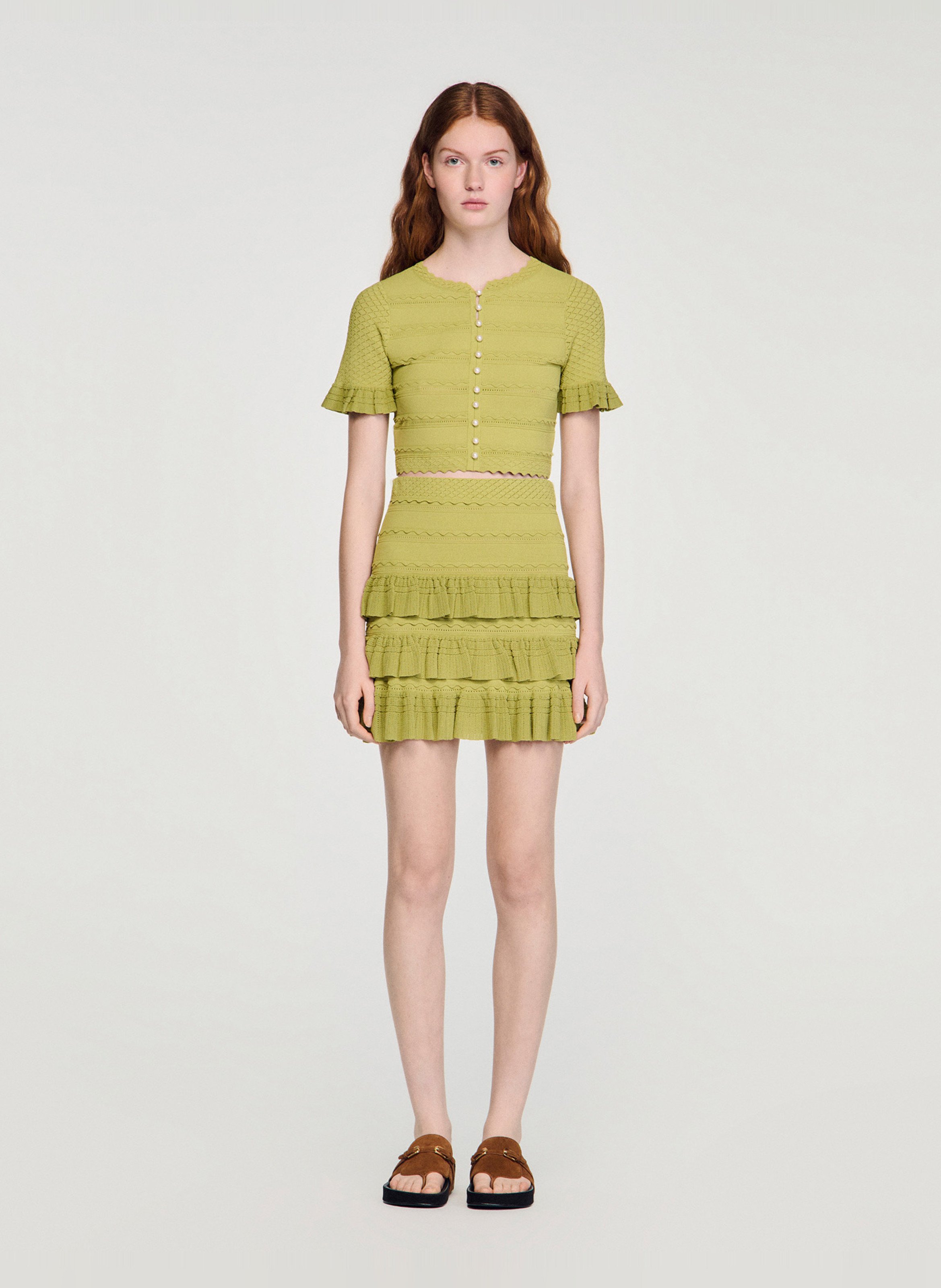 Korte rok met volants SANDRO Groen