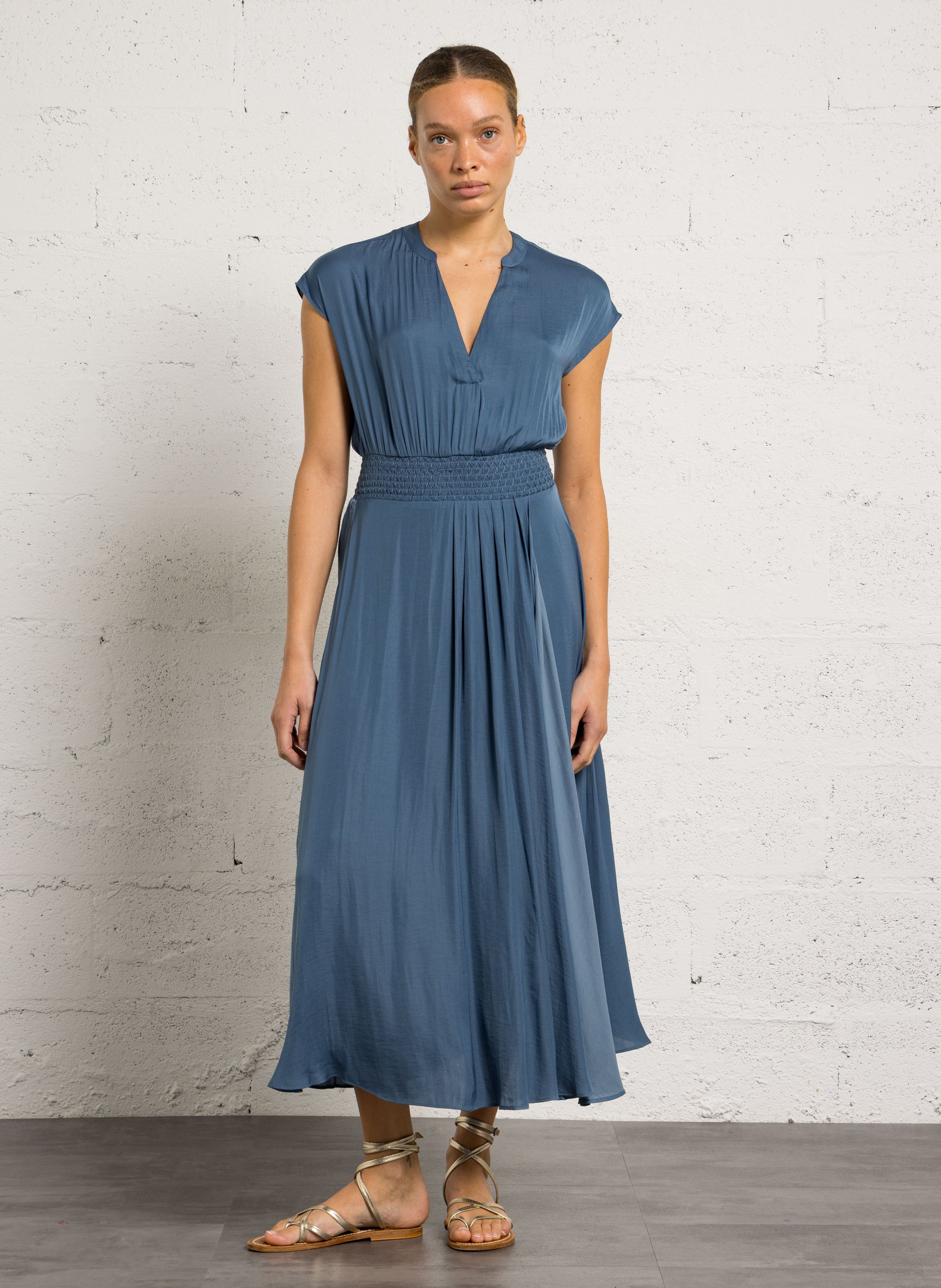 Long ribbed tunic with Tunisian collar MAISON 123 Blue