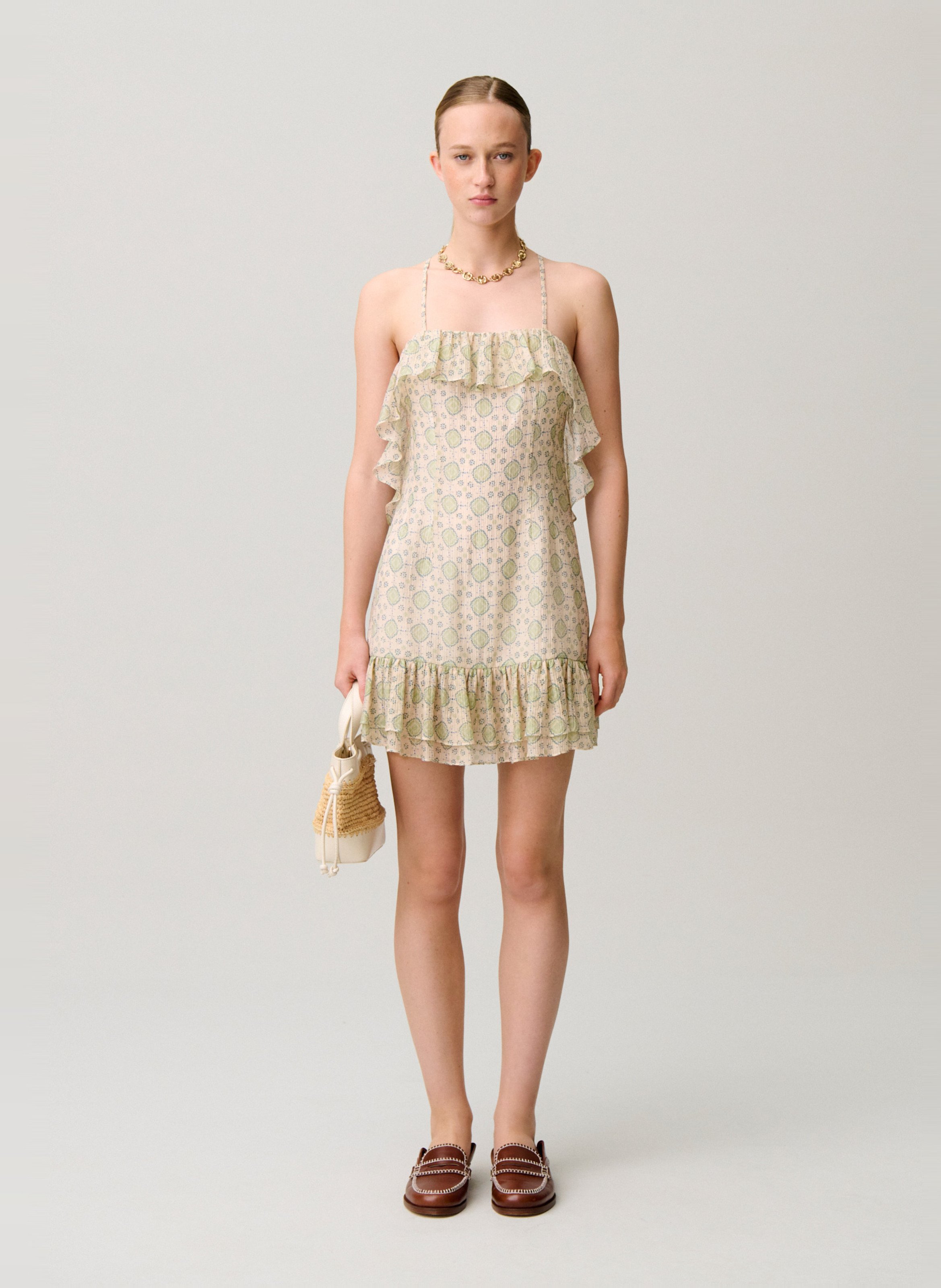 Robe courte col carré imprimée CLAUDIE PIERLOT Multicolore