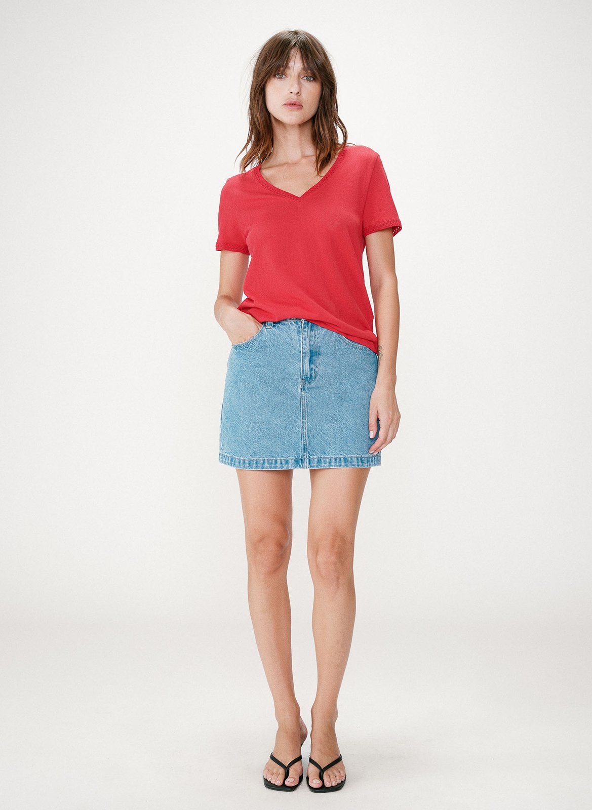 Basic cotton-mix T-shirt GRACE ET MILA Red