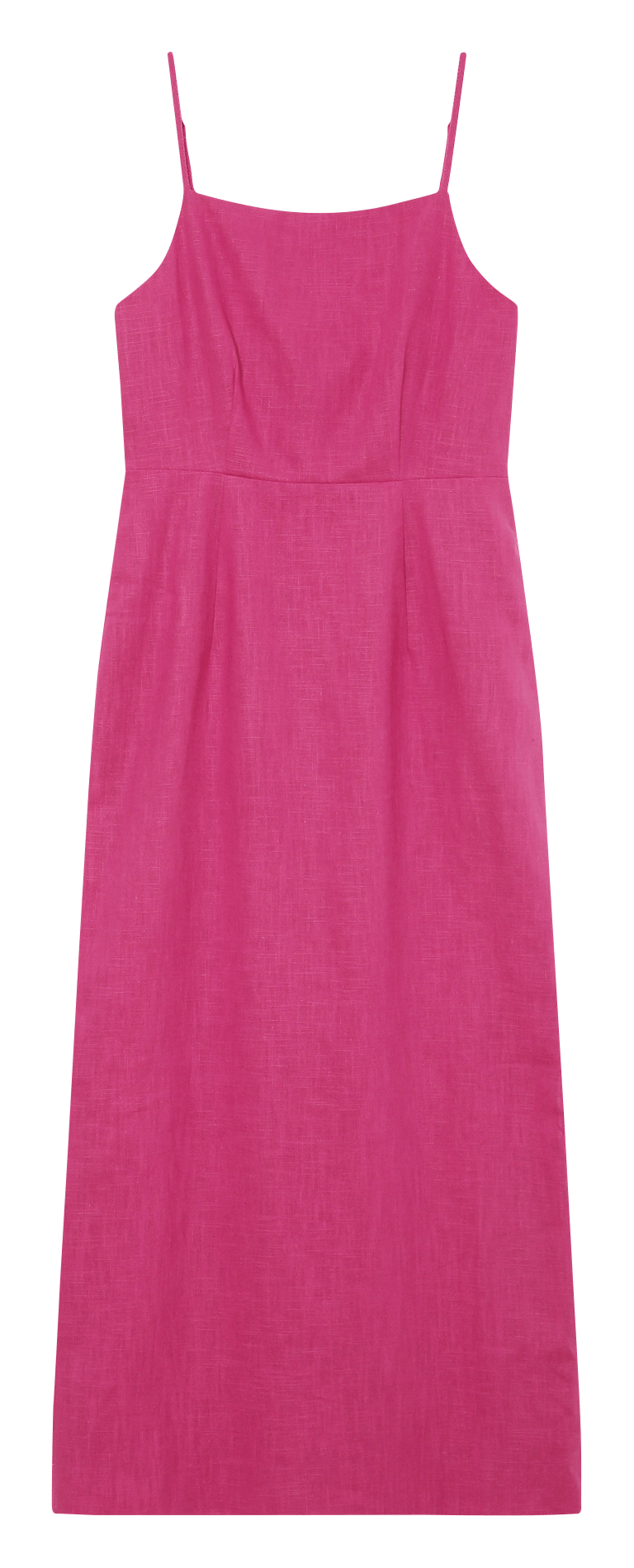 Solid color straight midi linen blend dress GRACE ET MILA Pink