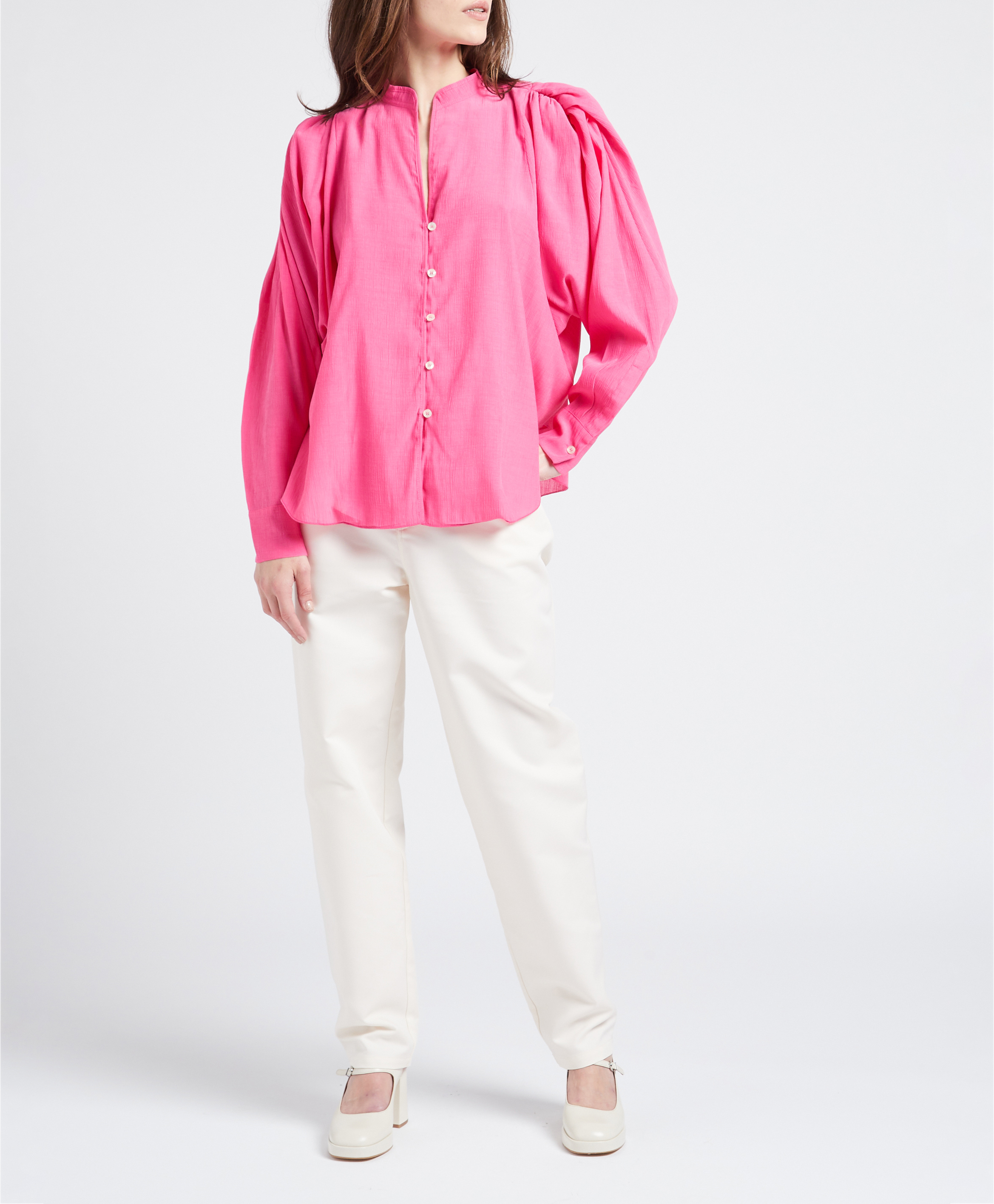 Ruimvallende blouse met V-hals COLLECTORS CLUB Roze