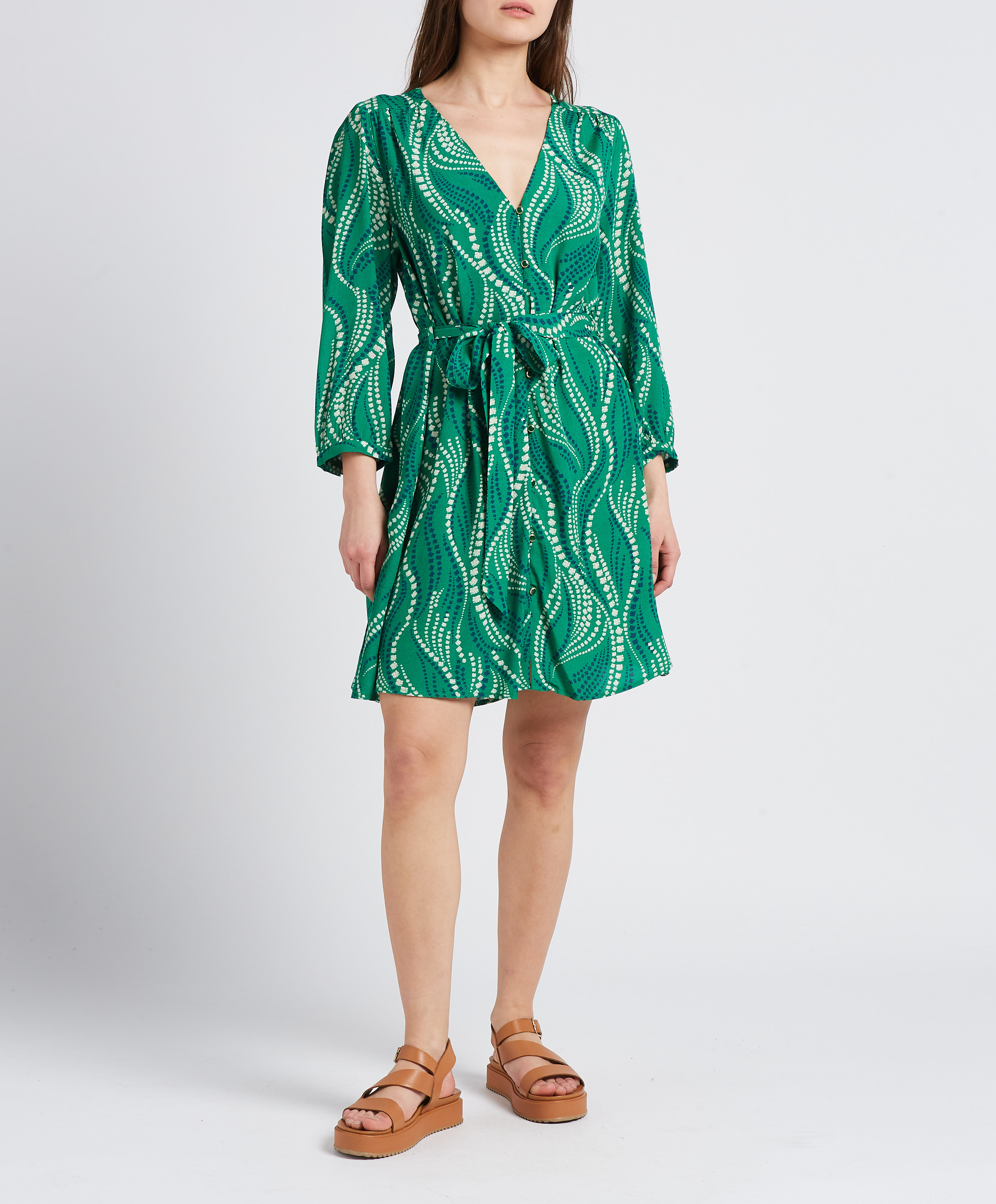 Short printed dress LA PETITE ETOILE Green