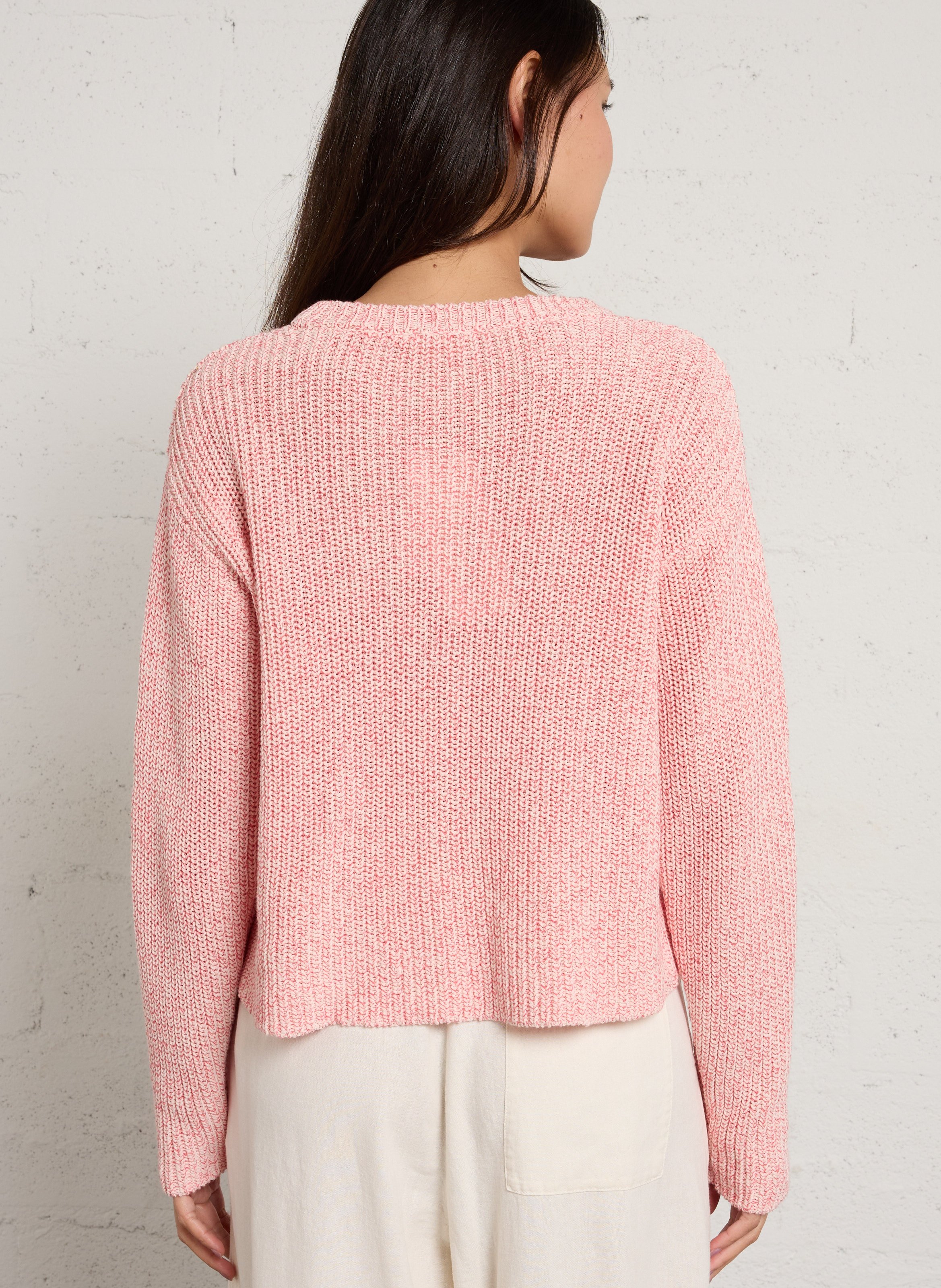 Pull droit col rond en coton bio AMERICAN VINTAGE Rose