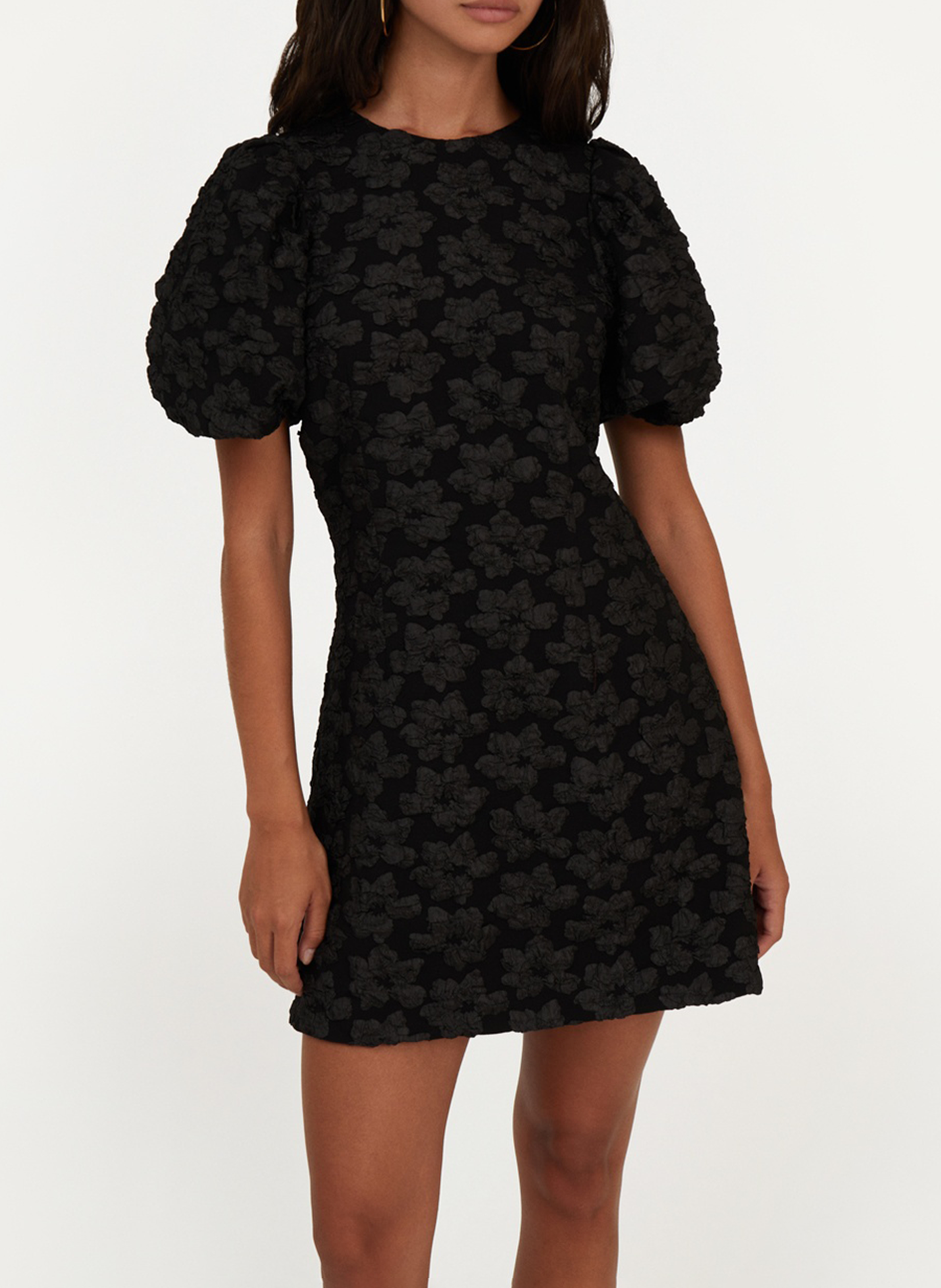 Short dress in printed jacquard fabric ROTATE Black