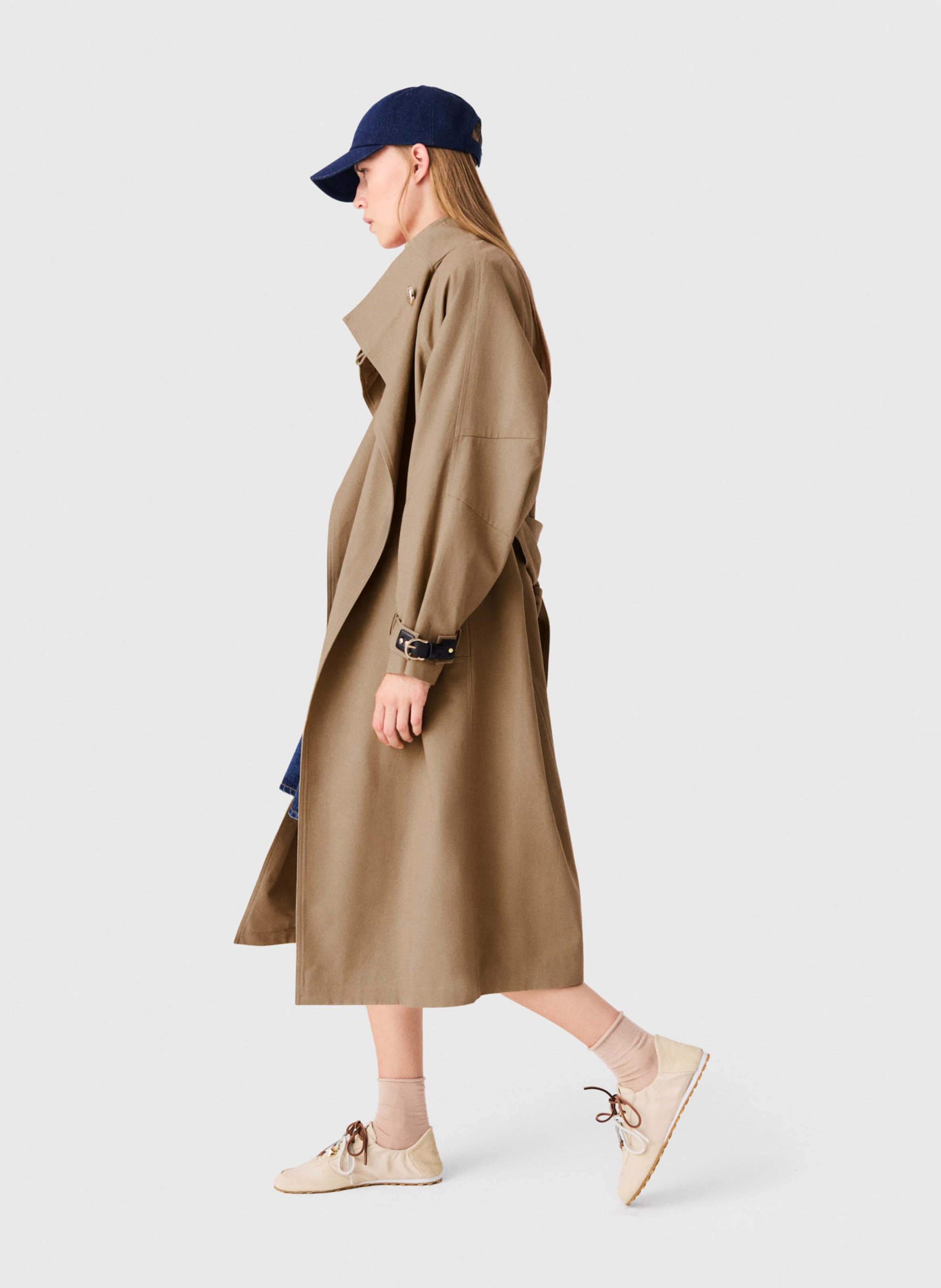 Trench met opstaande kraag van katoen MAJE Beige