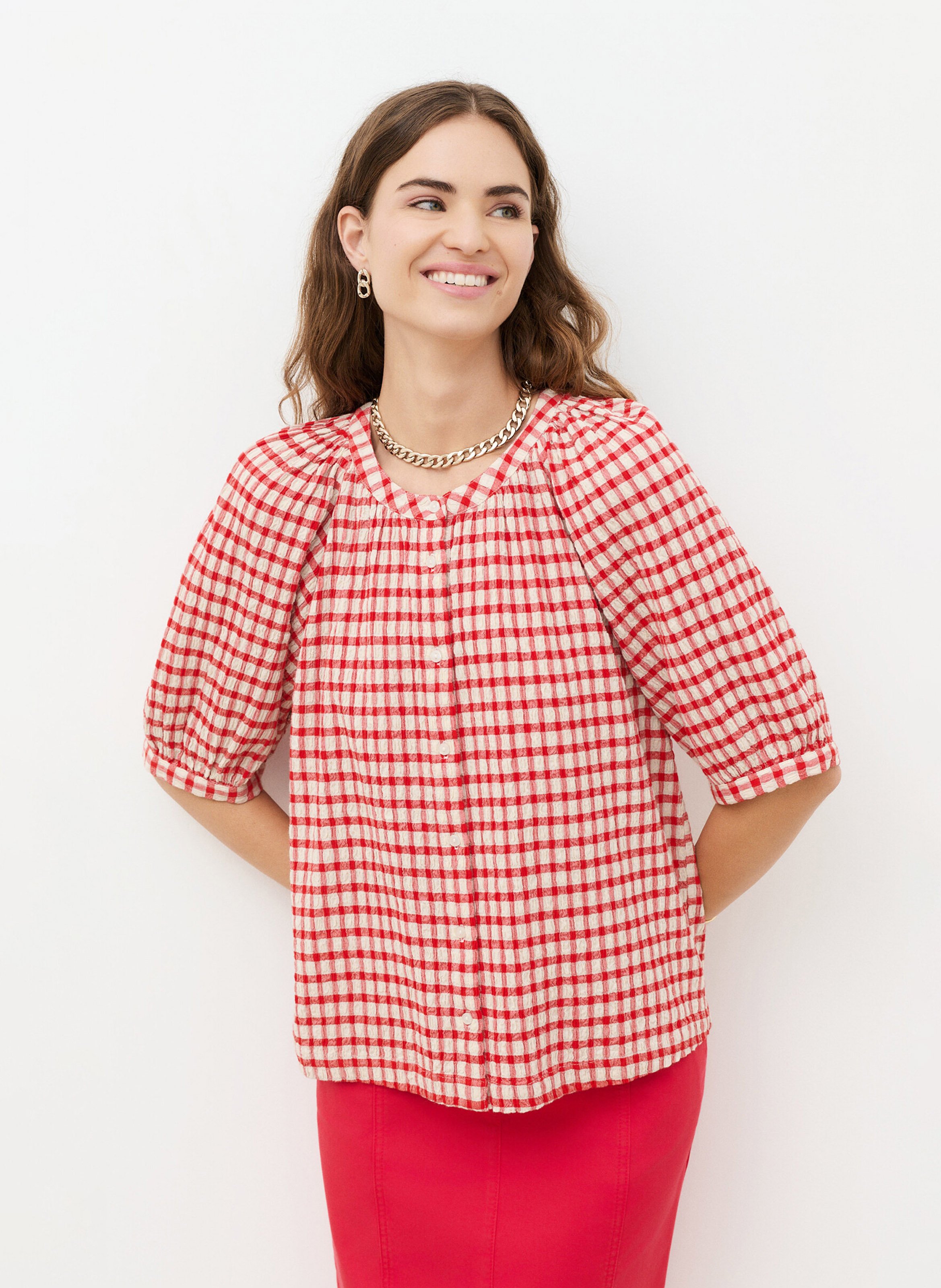 Checked blouse CAROLL Red