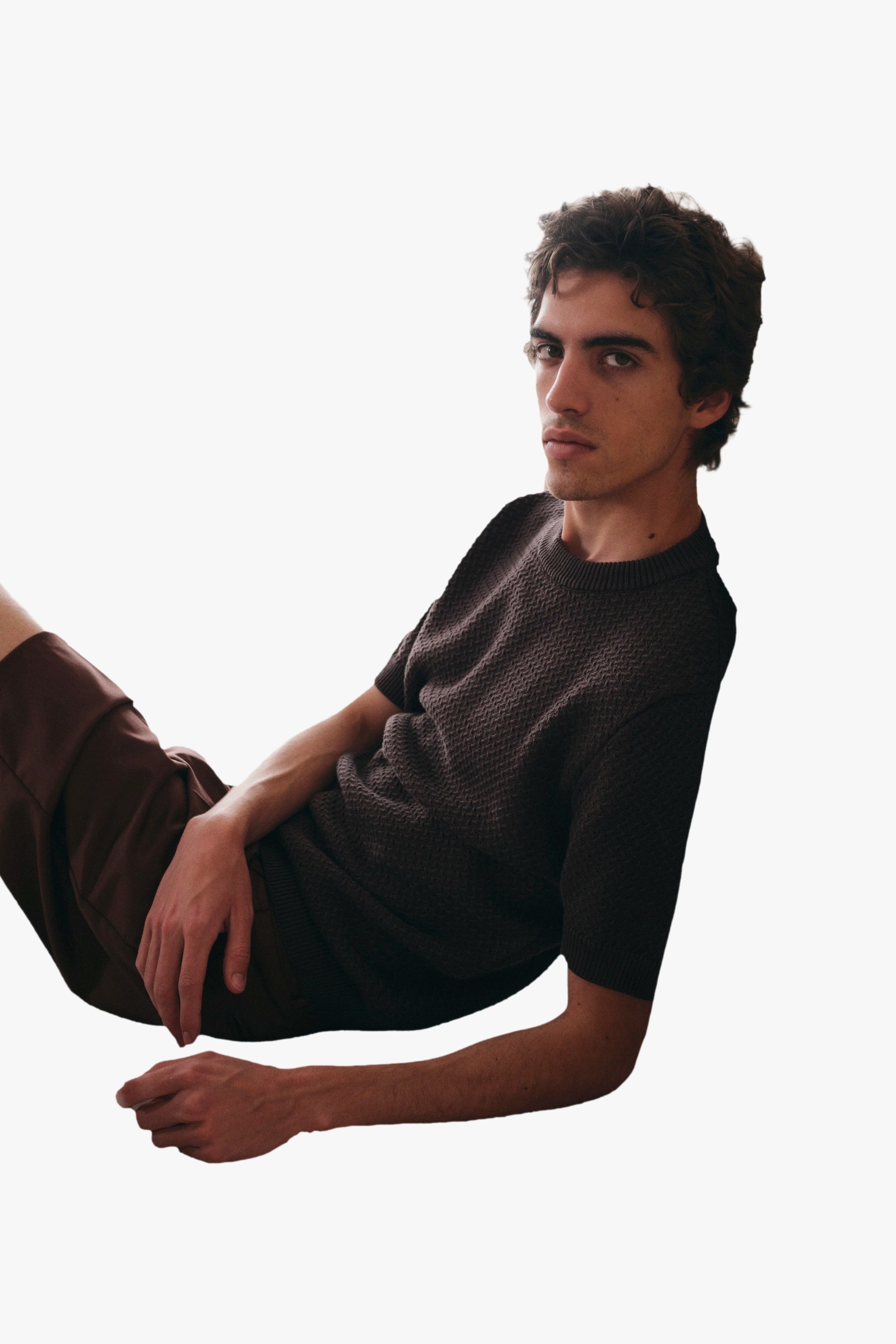 Short-sleeved knit madera Noyoco Brown