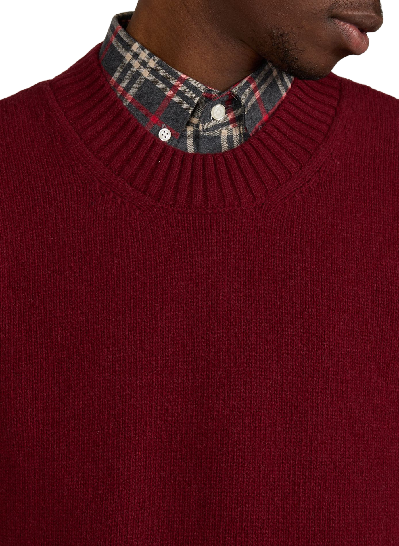 Ribbed round neck wool blend sweater efil-o | Red AU PRINTEMPS PARIS Men