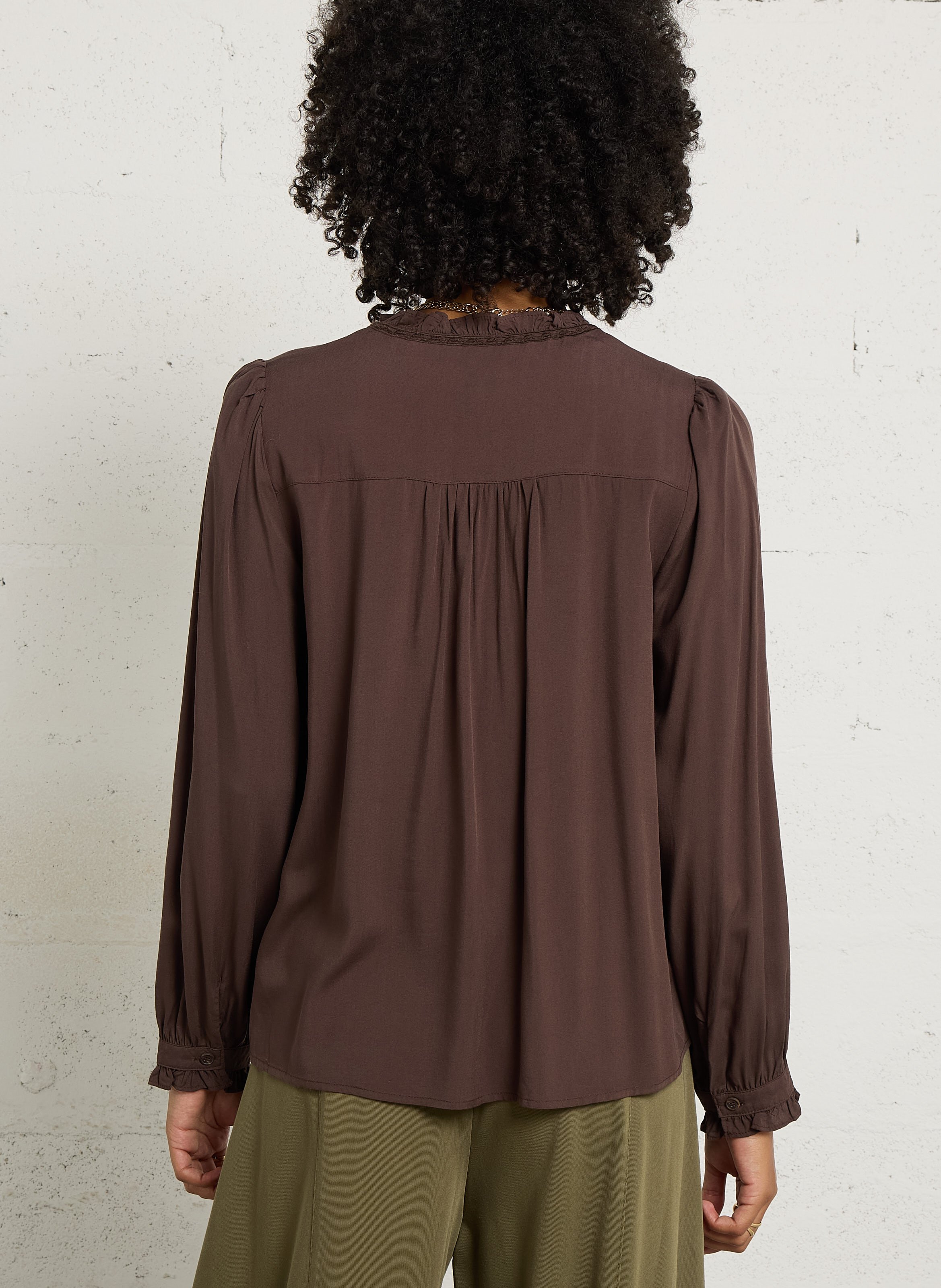 Chemise ample col V LA PETITE ETOILE Marron