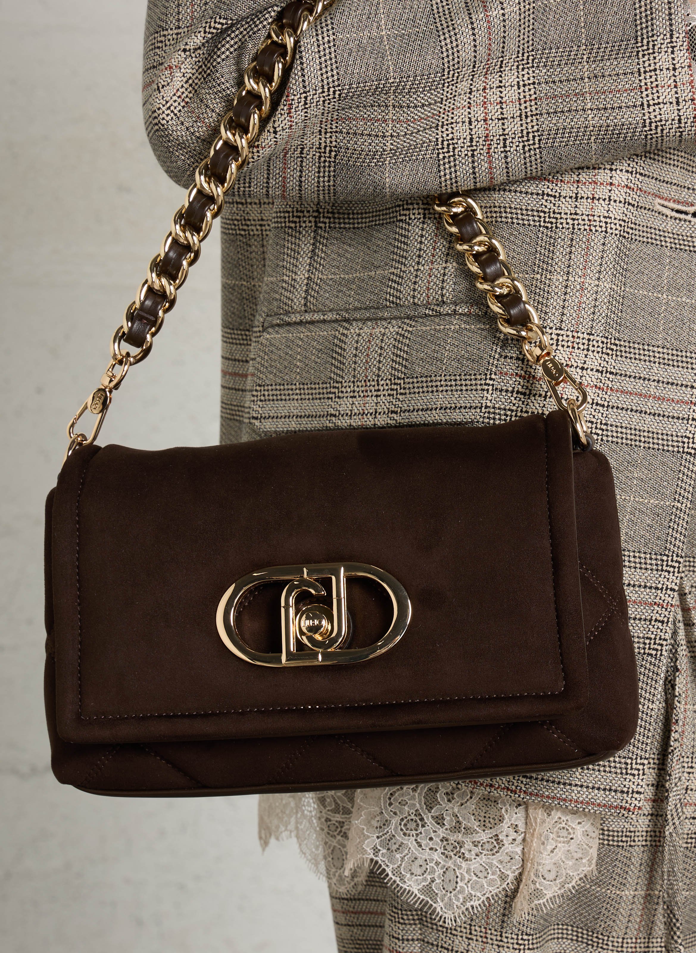 Shoulder bag in suede effect faux leather LIU JO Brown