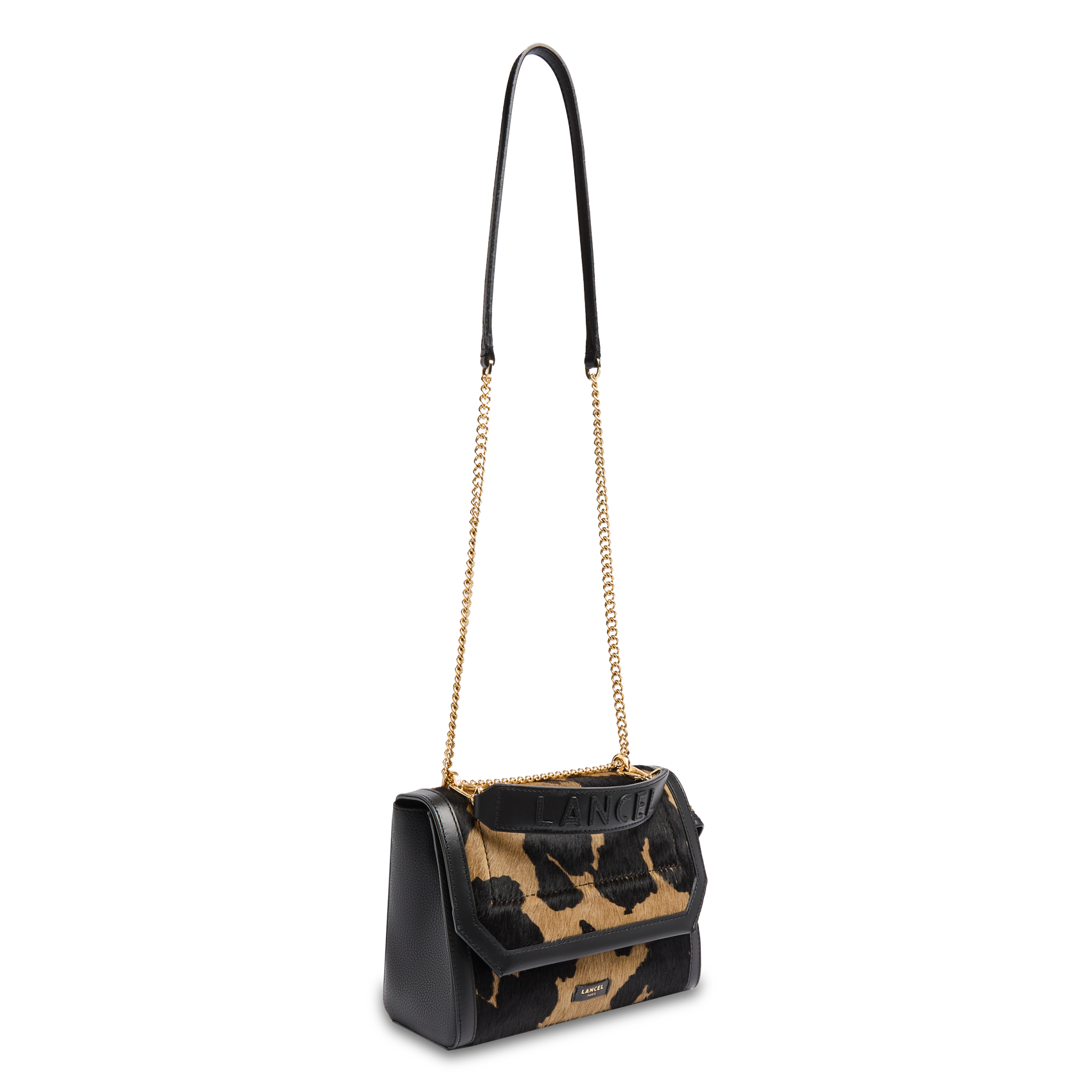 Crossbody bag with printed leather LANCEL Black