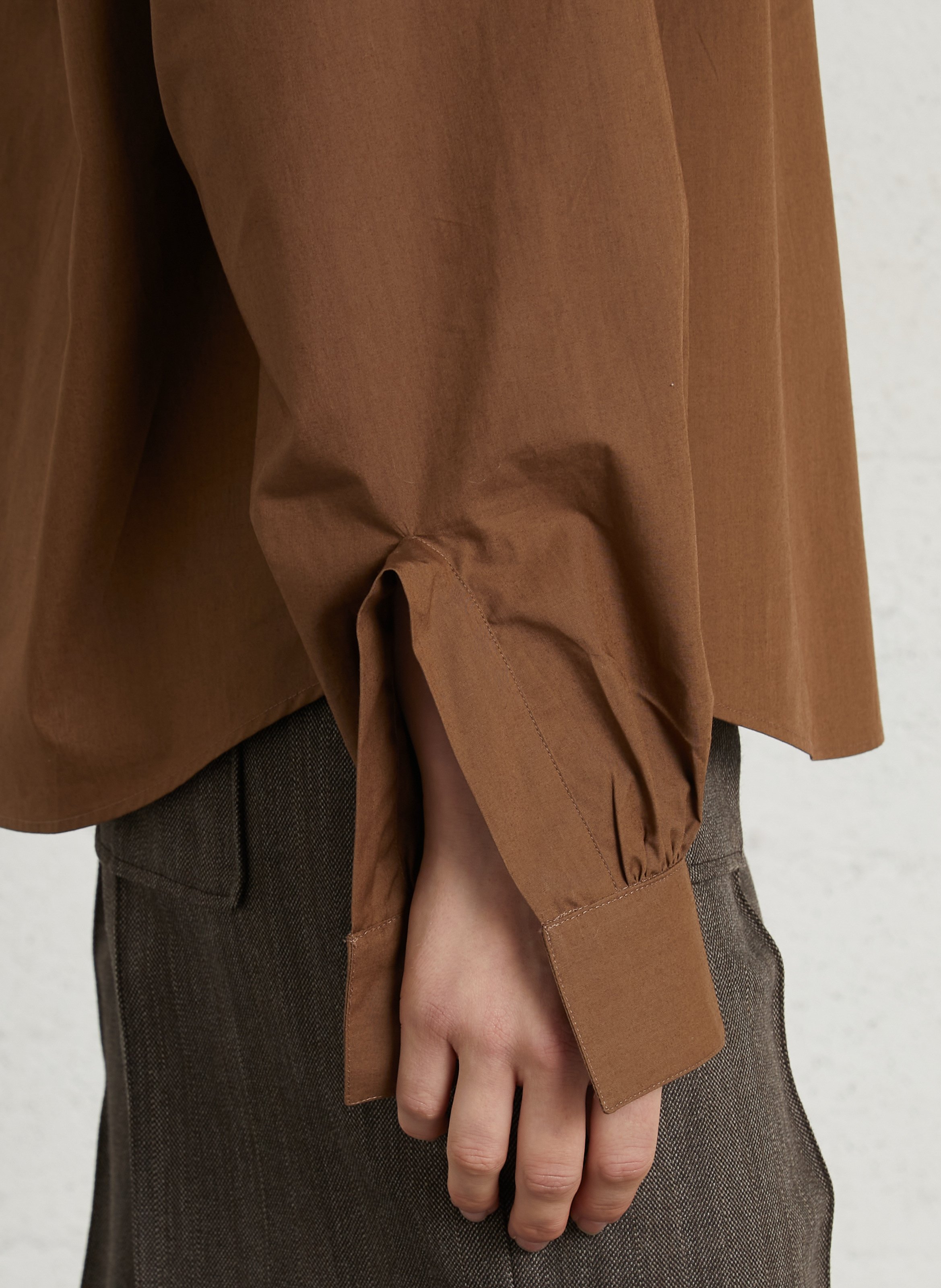 Plain Tunisian-collar blouse LAURENCE BRAS Brown