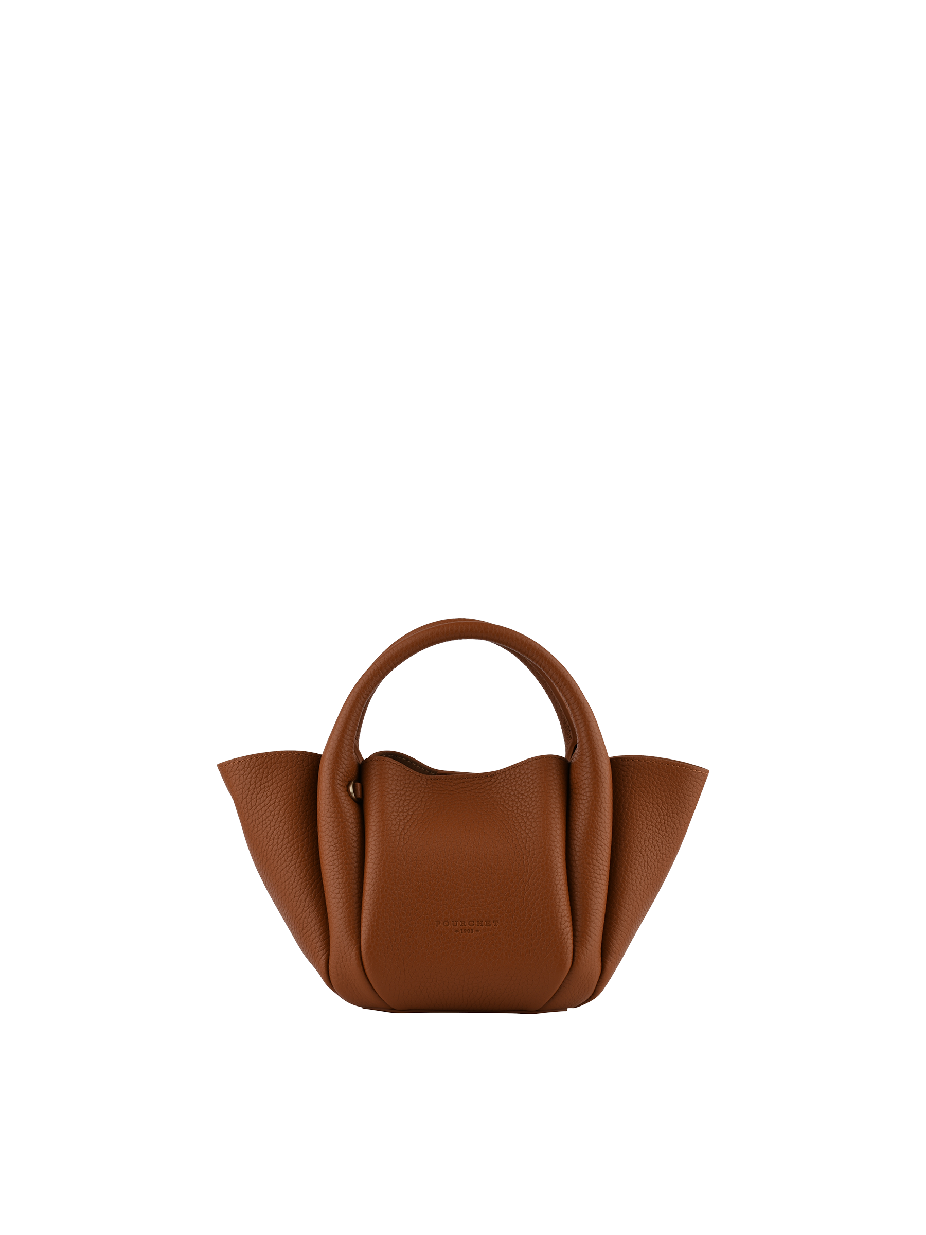 Calfskin leather handbag POURCHET Brown