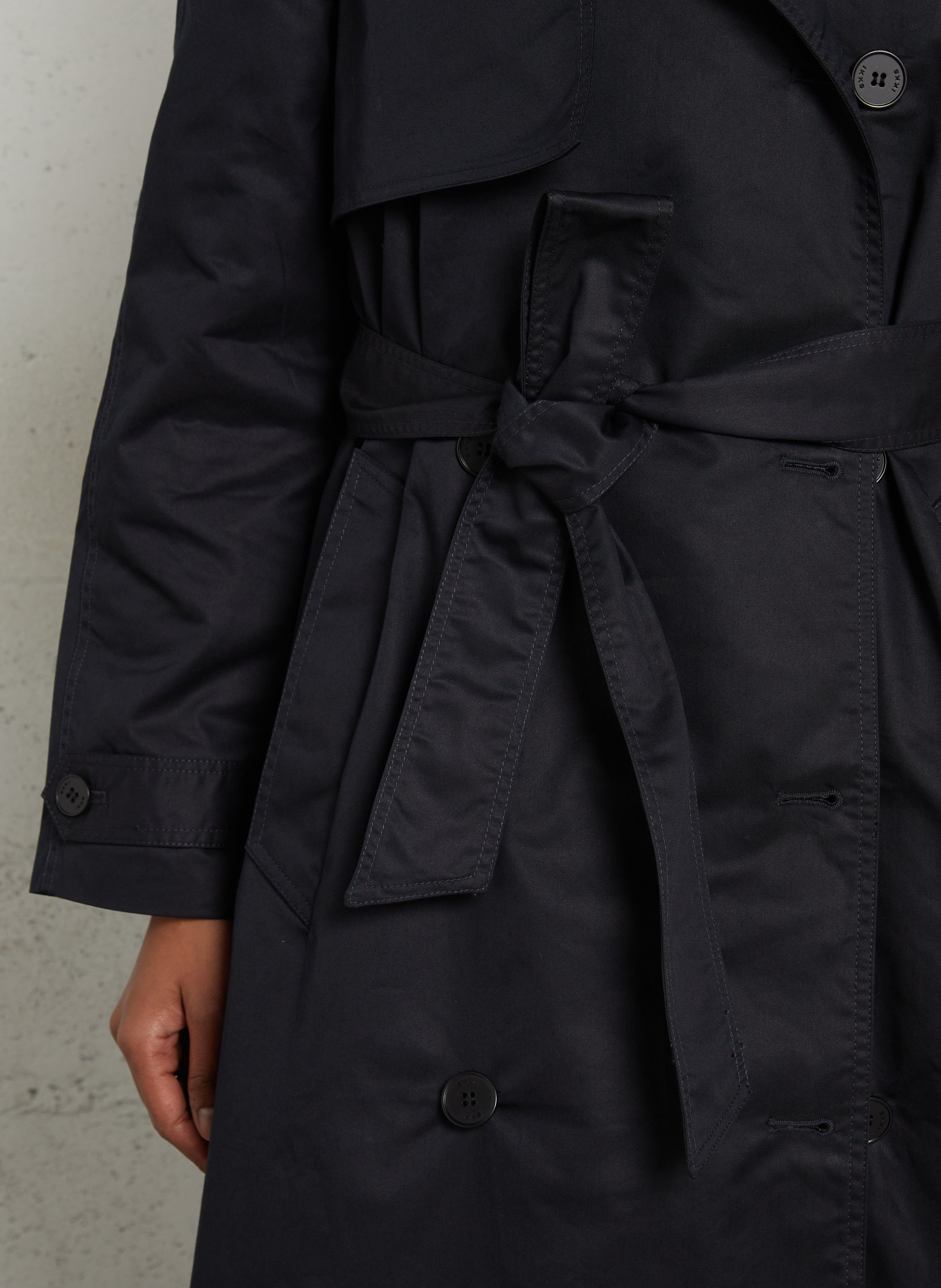 Langer Trenchcoat aus Baumwoll-Mix IKKS Blau