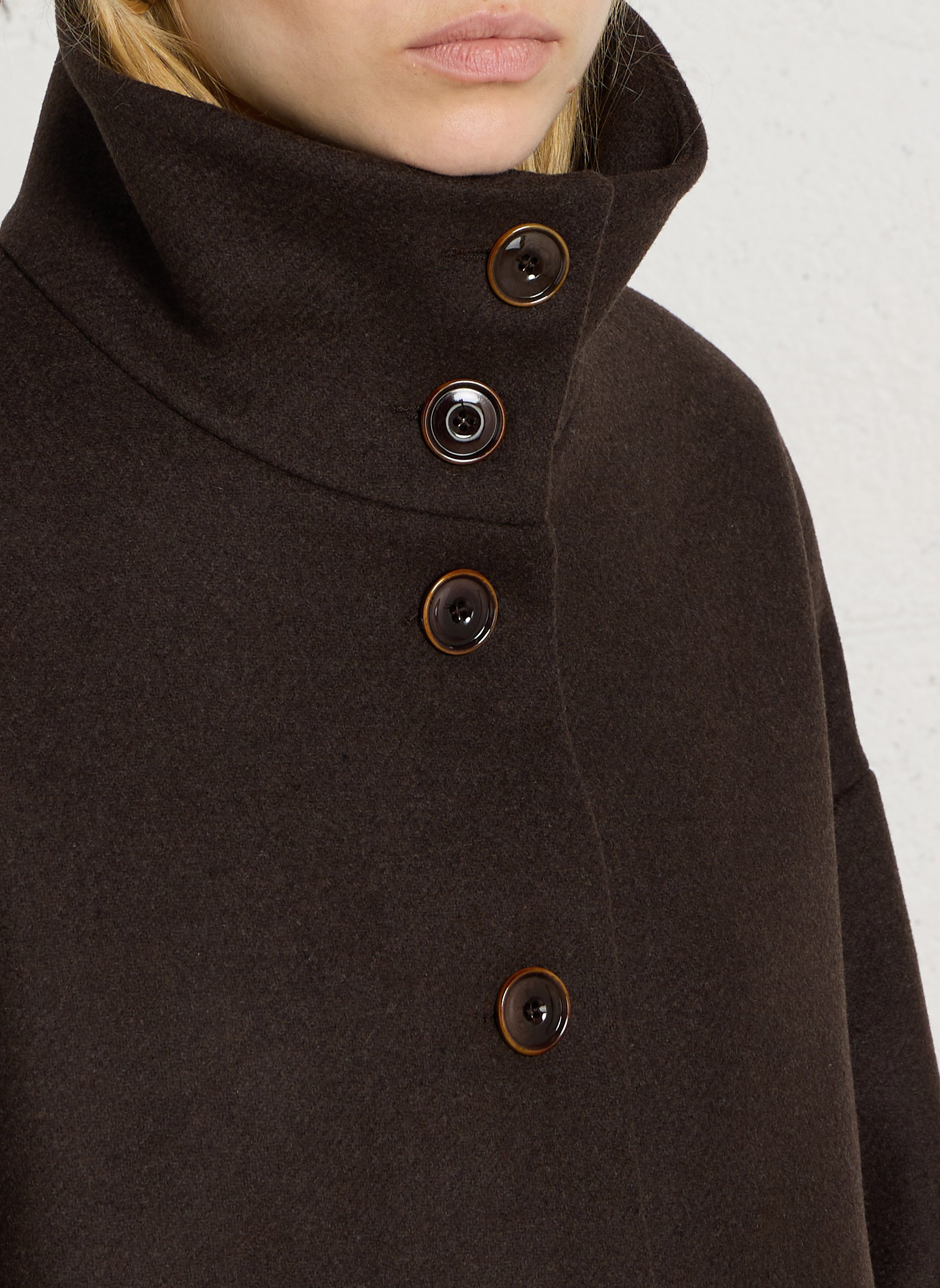 High-neck wool-blend coat SESSUN Brown