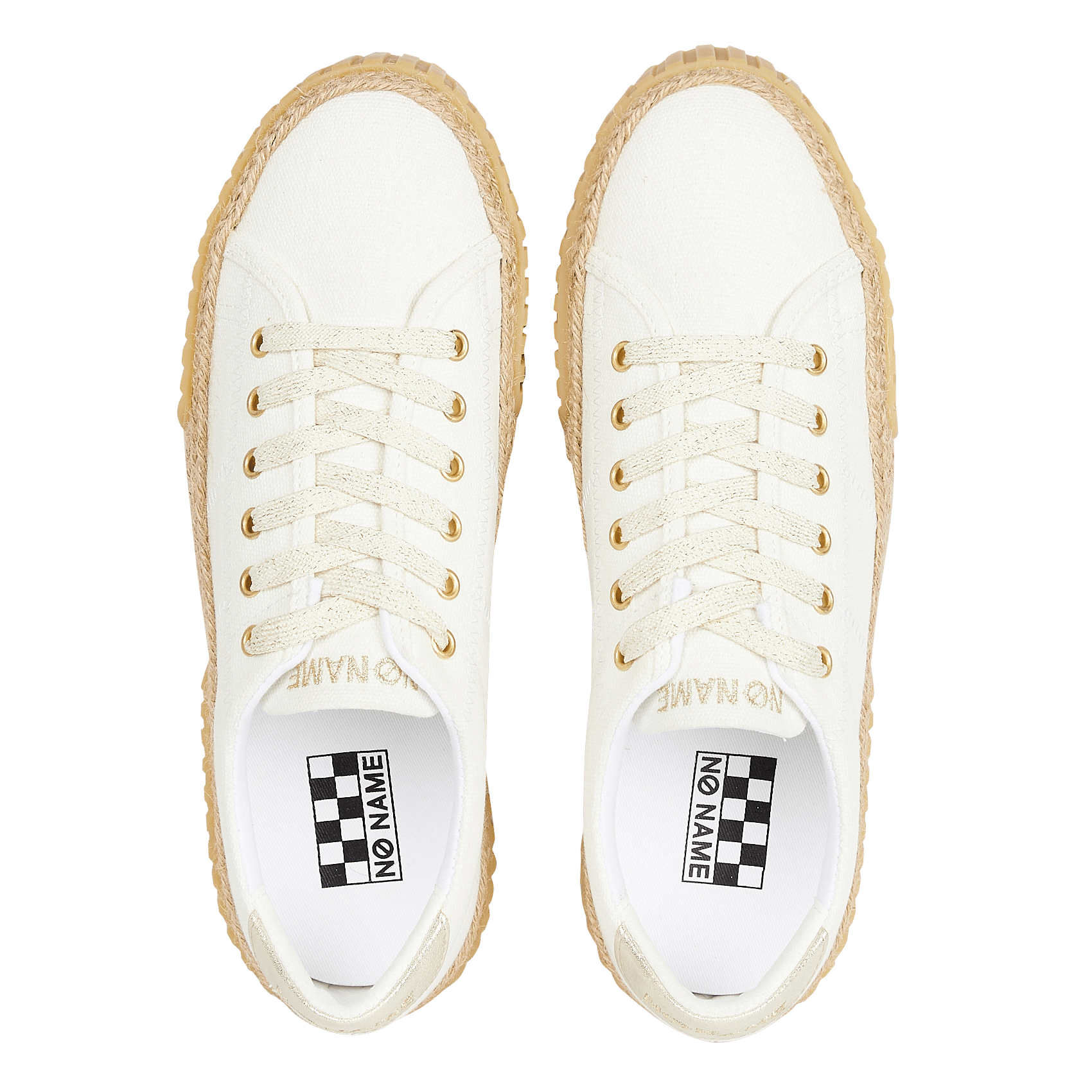 Lage, Katoenen Sneakers White-l Gold No Name - Dames | Place des Tendances