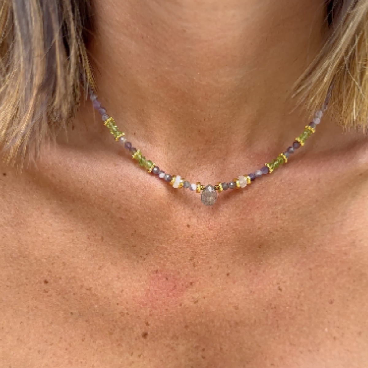 Amethyst necklace GINANDGER Purple