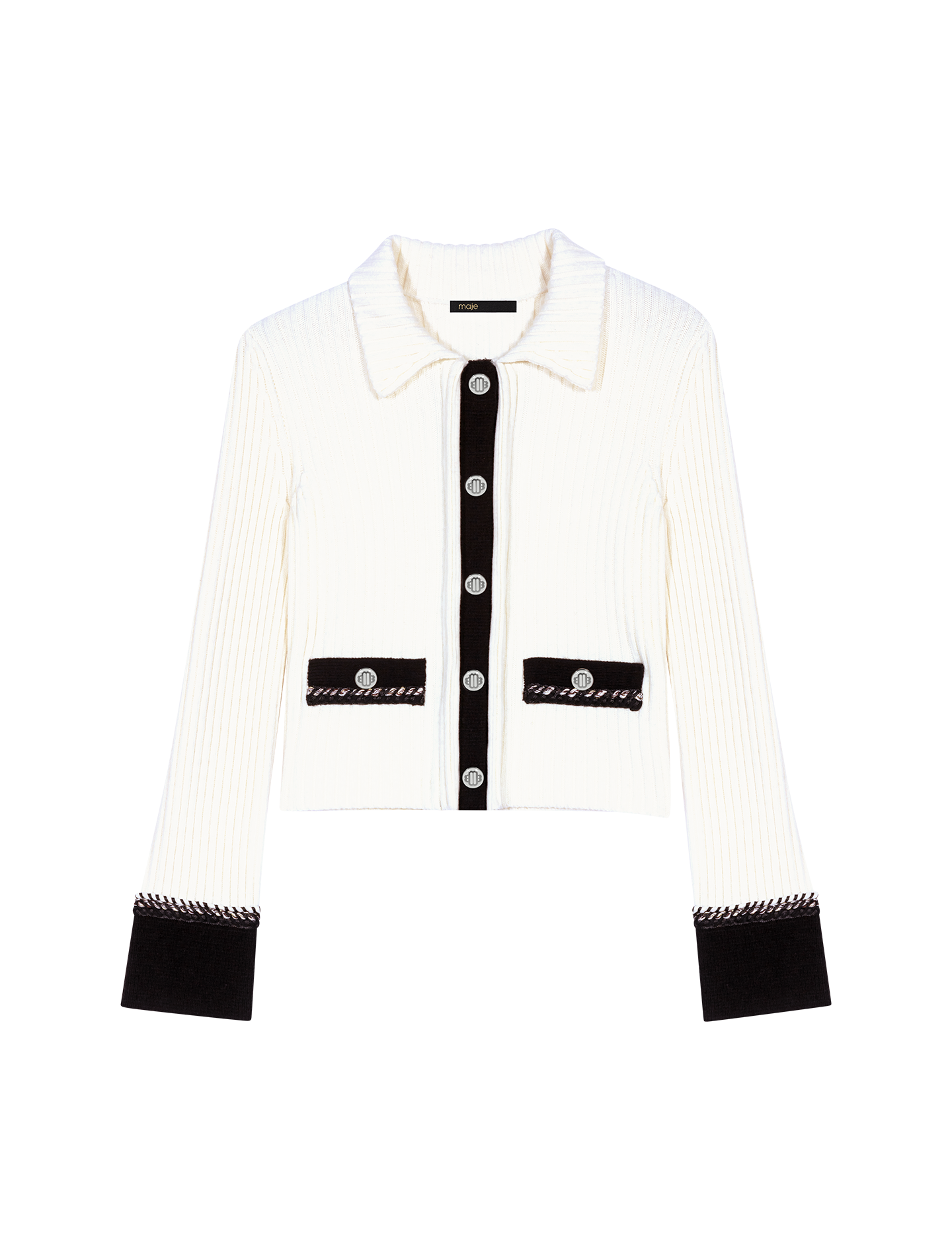 Gebreid vest met ronde hals en ribbelpatroon BeigeMAJE