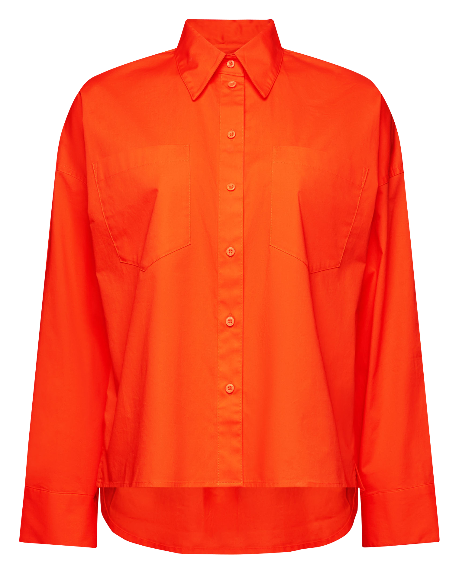 Loose-fit cotton-blend shirt with classic collar ESPRIT Orange