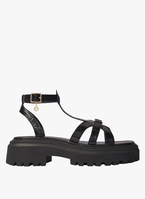 Sandales Plates En Cuir Noir Maje Femme MFACH00685 2517 NOIR Place des Tendances Belgique