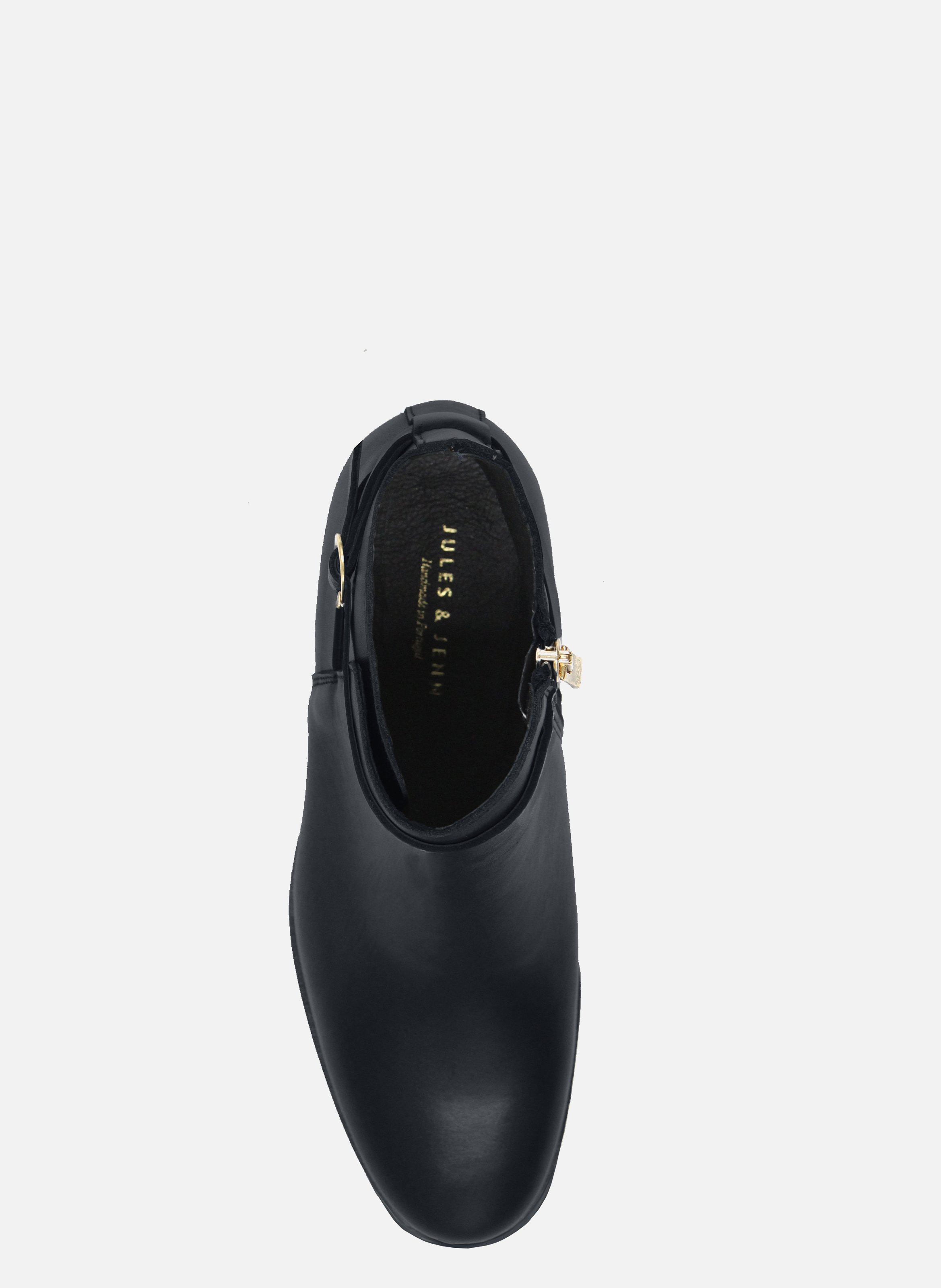 Flat leather riding Mid-calf boots JULES & JENN Black