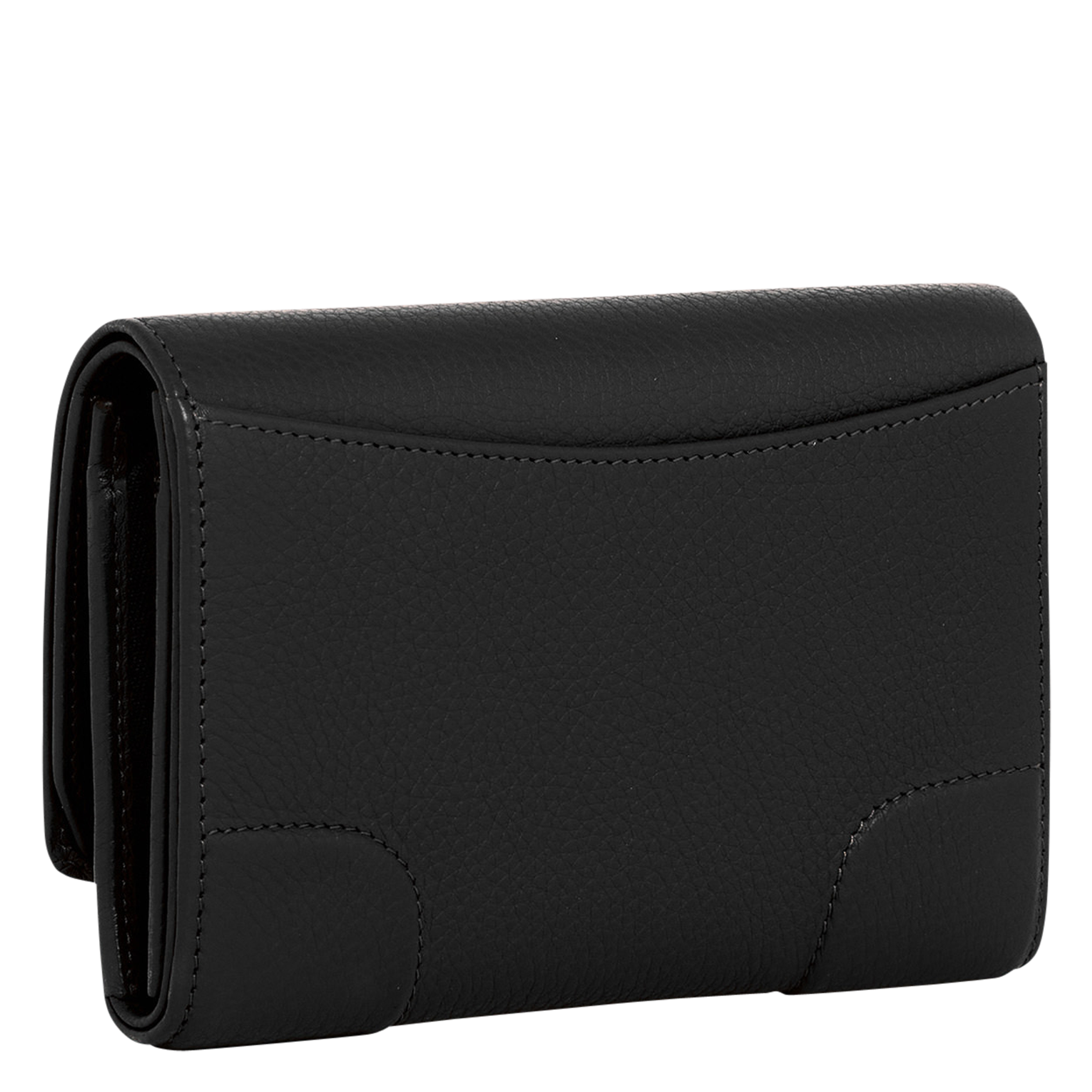 Porte-monnaie à rabat en cuir grainé LE TANNEUR Noir