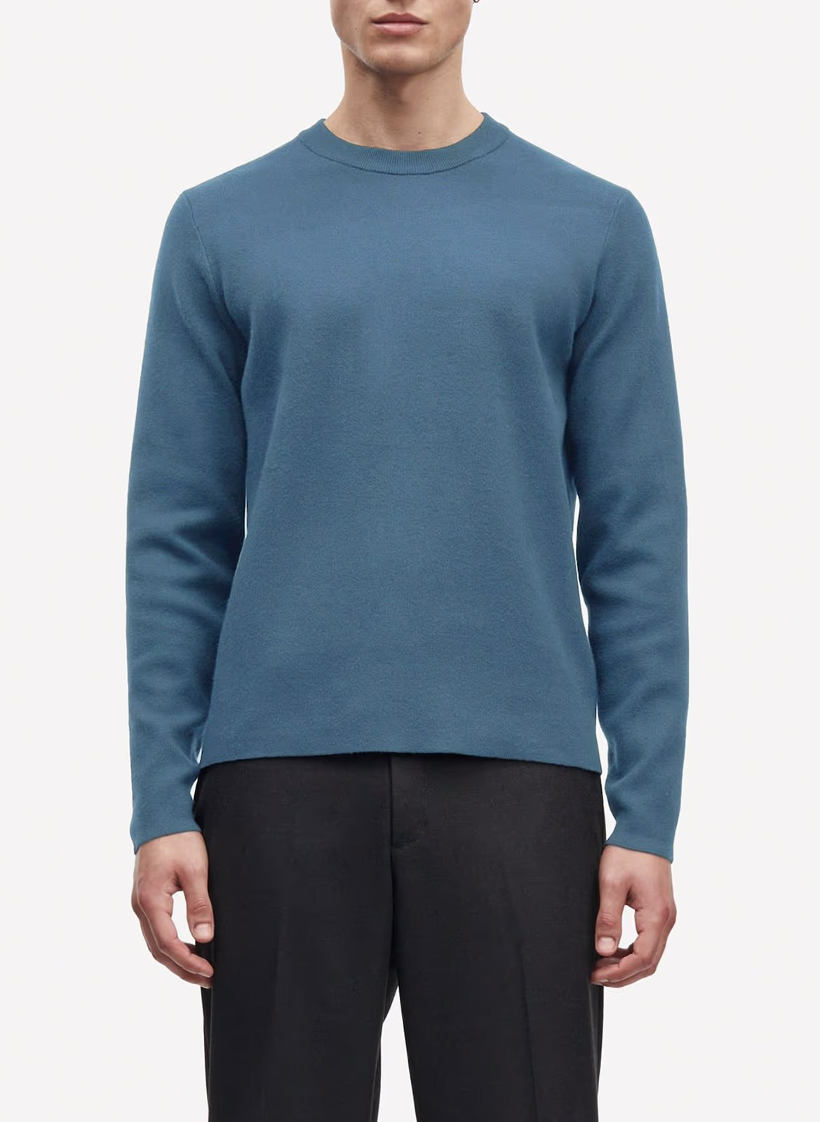 Round-neck technical knit sweater SAMSOE SAMSOE Blue
