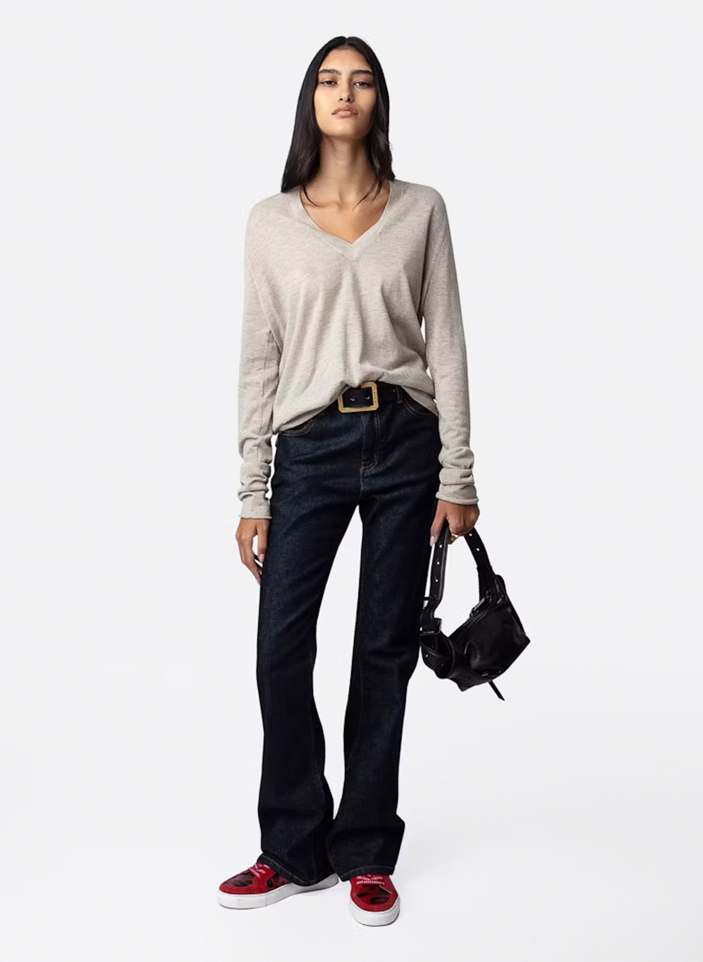 Pull col V en cachemire ZADIG&VOLTAIRE Beige