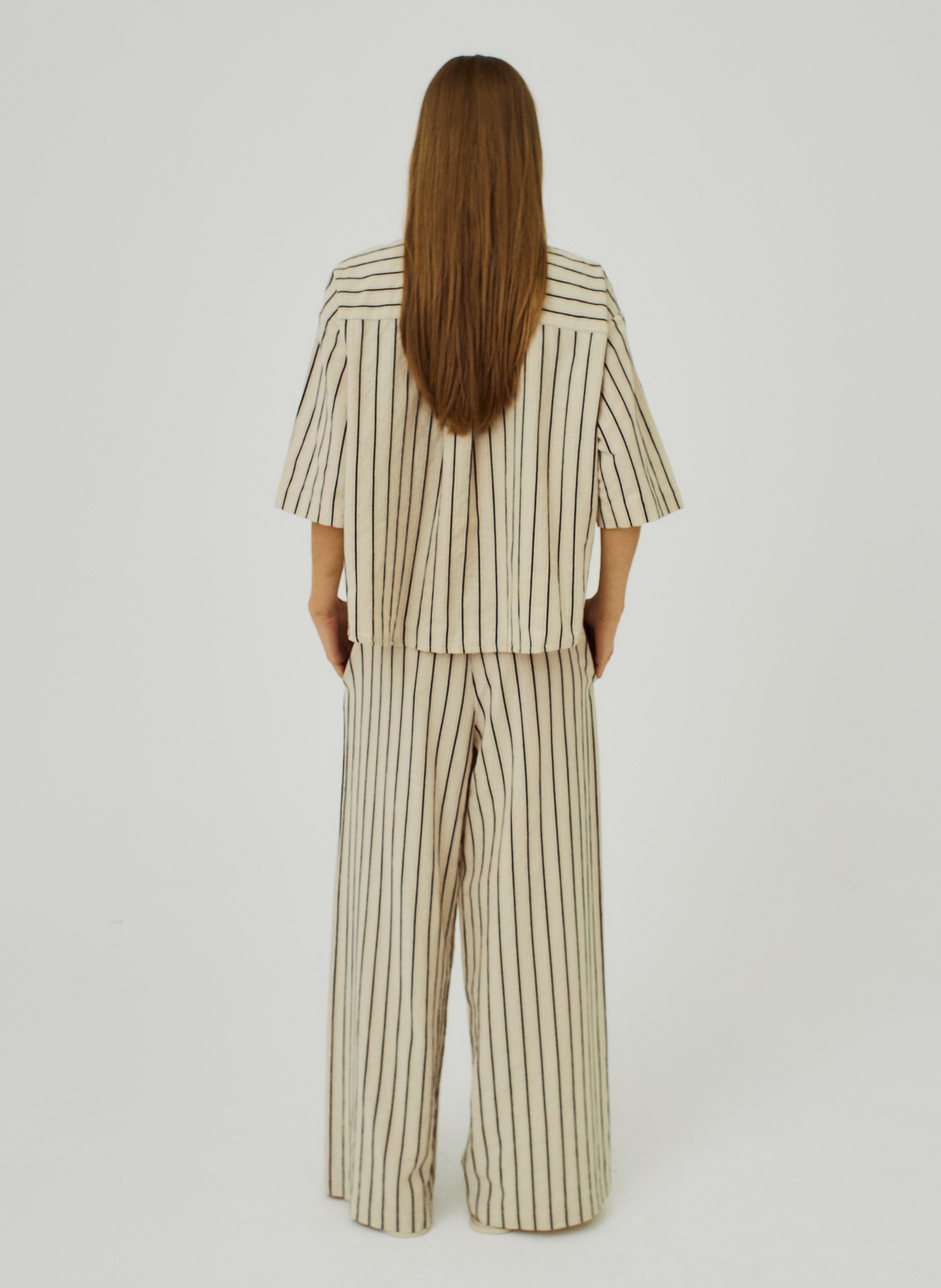 Straight striped cotton pants NORR Black